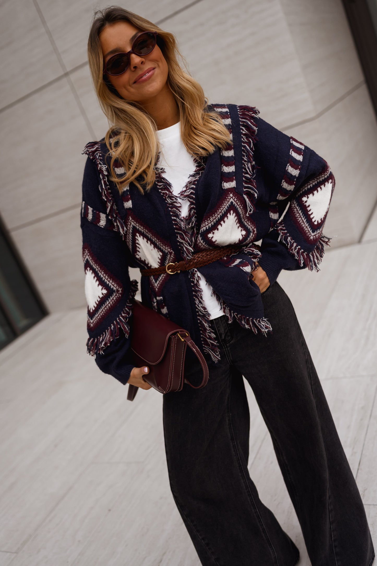 Blue Patterned Leone Cardigan