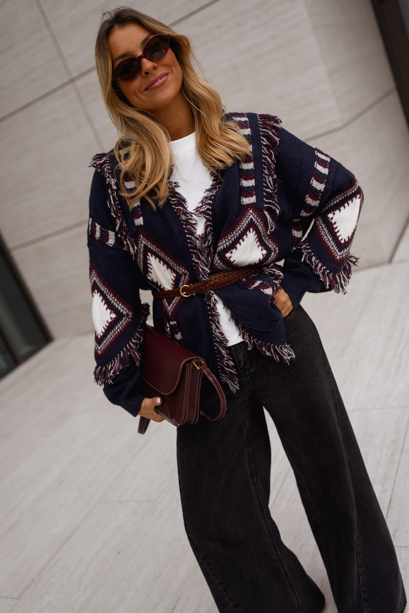 Blue Patterned Leone Cardigan