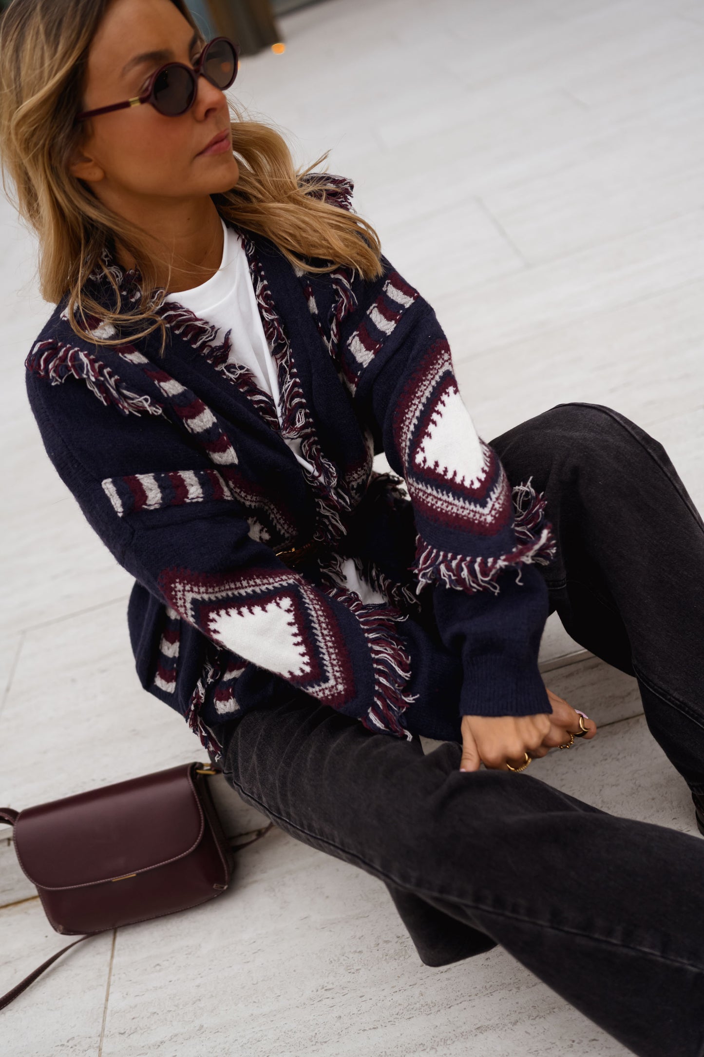 Blue Patterned Leone Cardigan