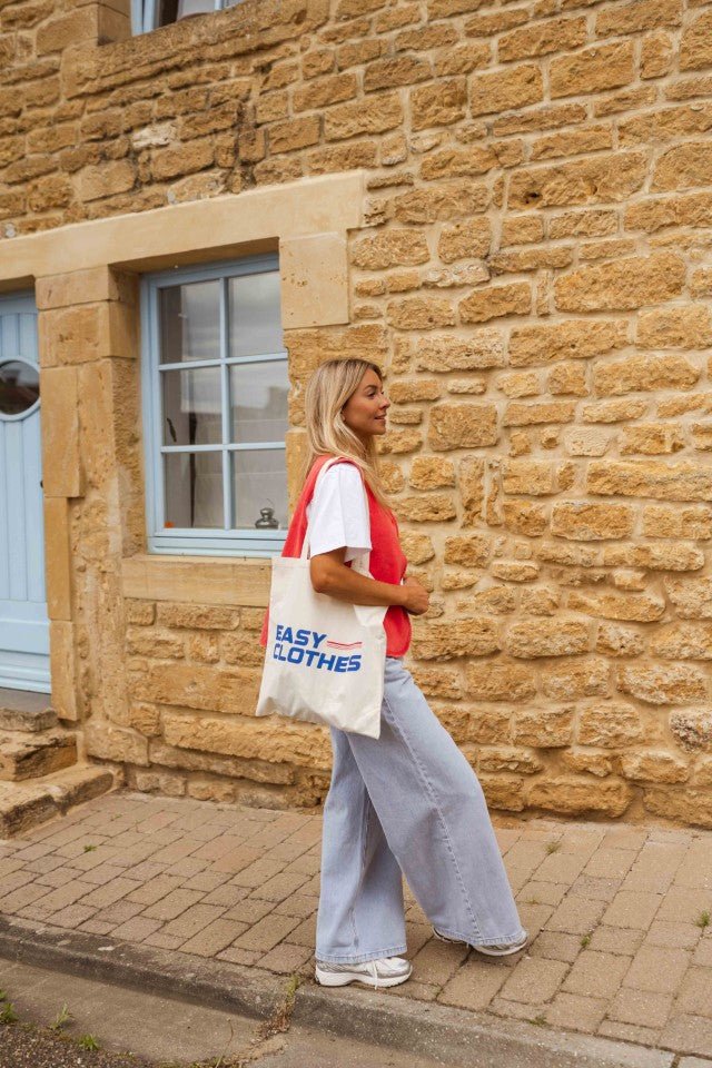 Blue and Red Easy Clothes Tote Bag