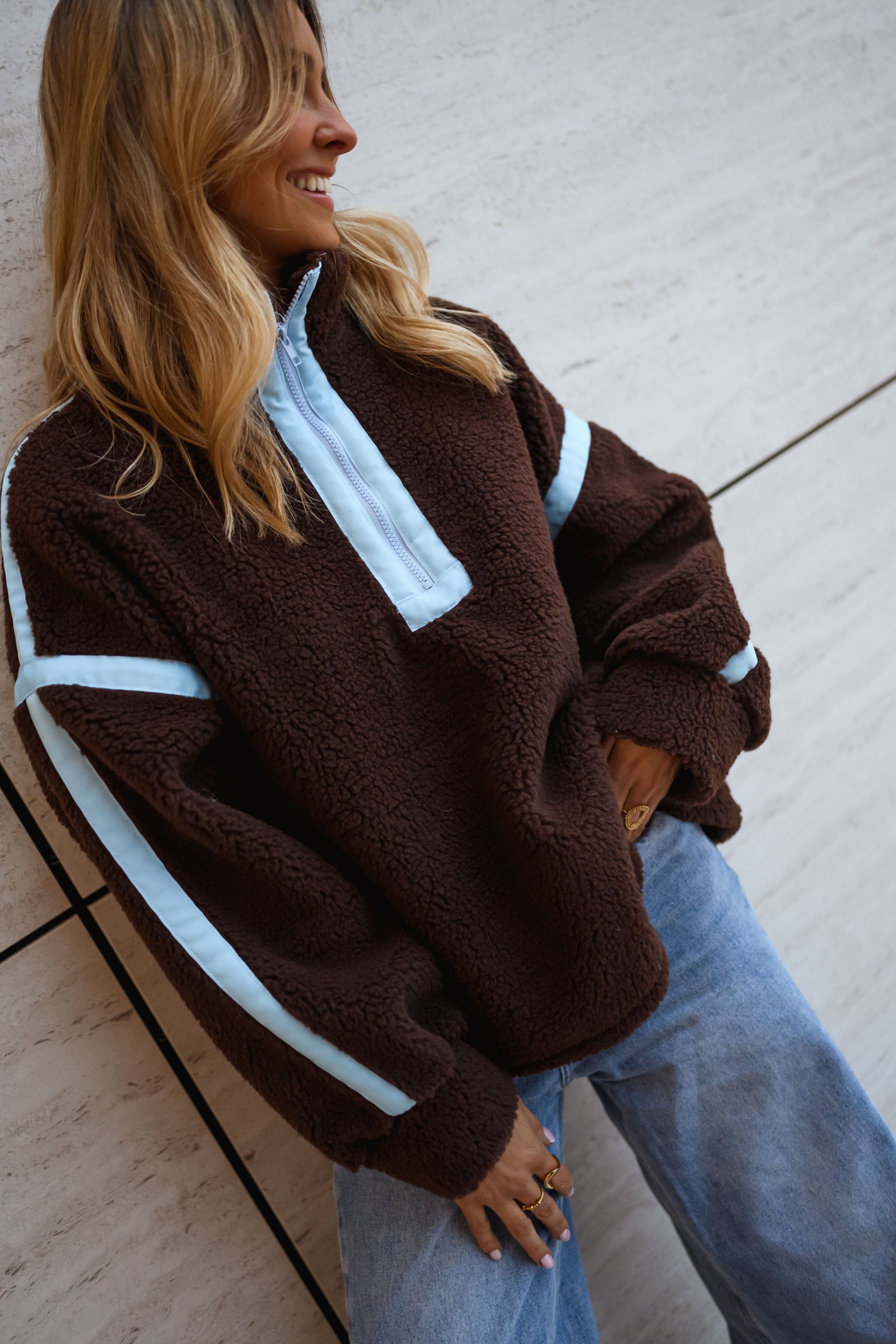 Brown and Blue Faba Fleece