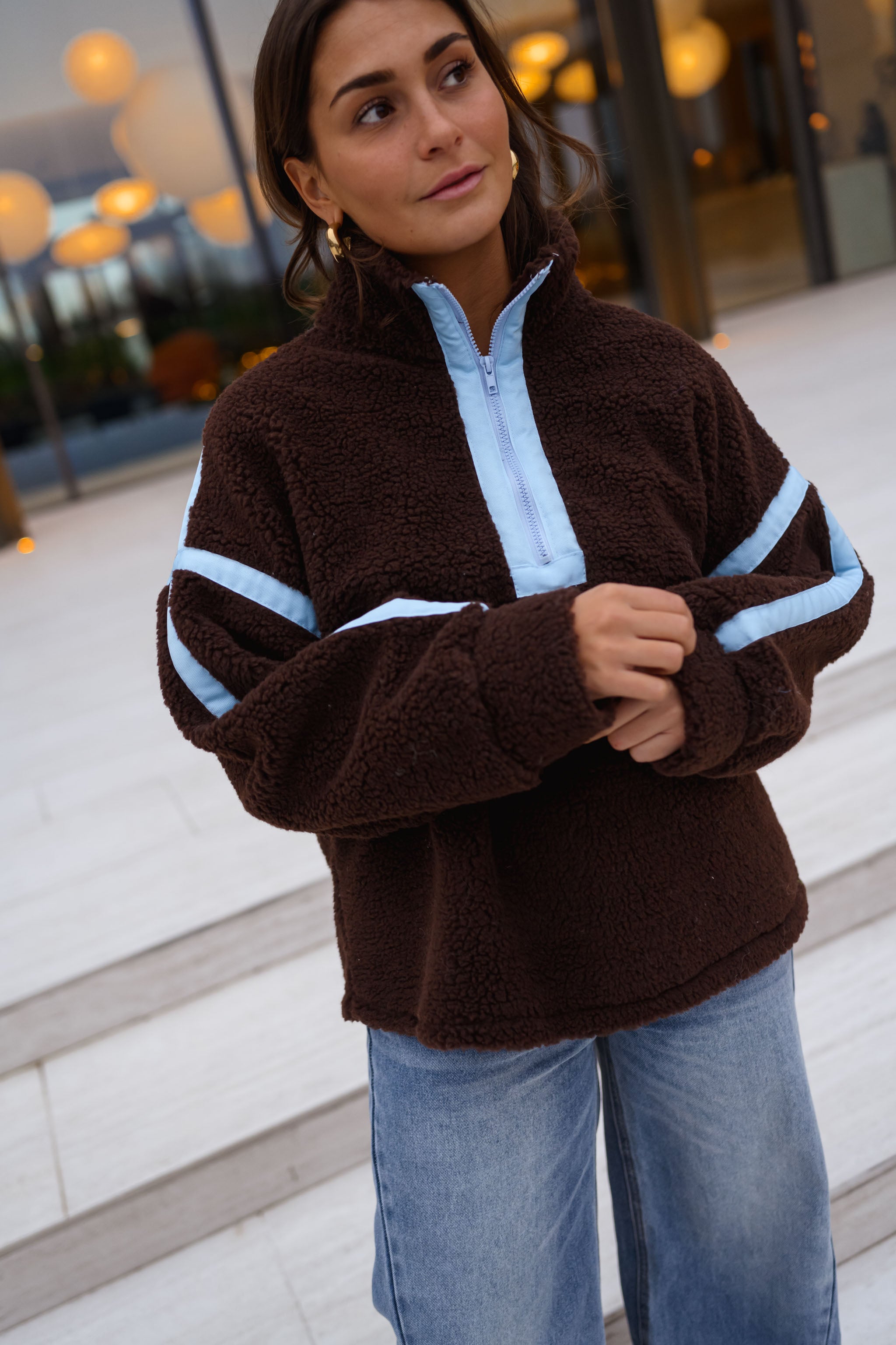 Brown and Blue Faba Fleece