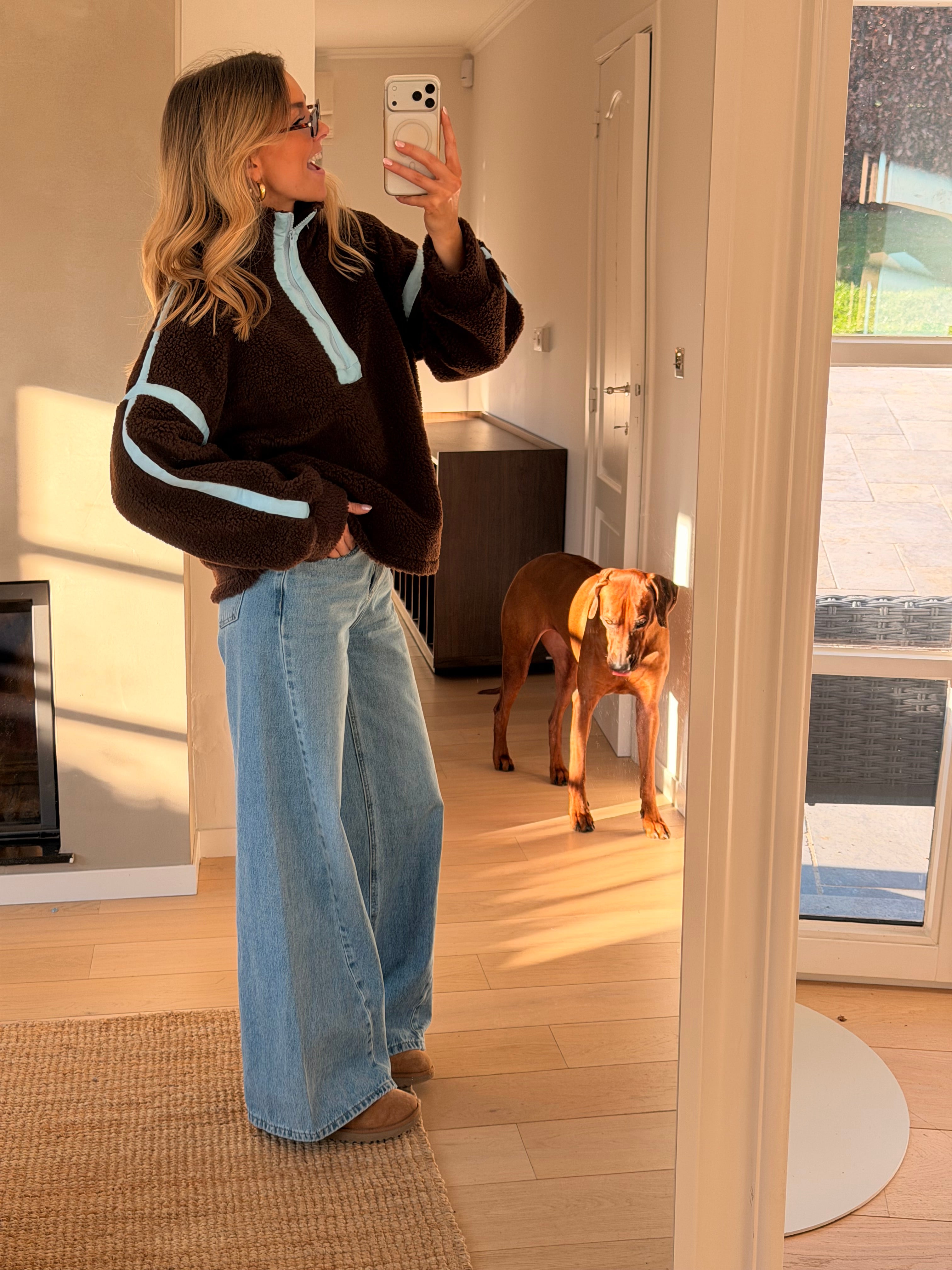 Brown and Blue Faba Fleece