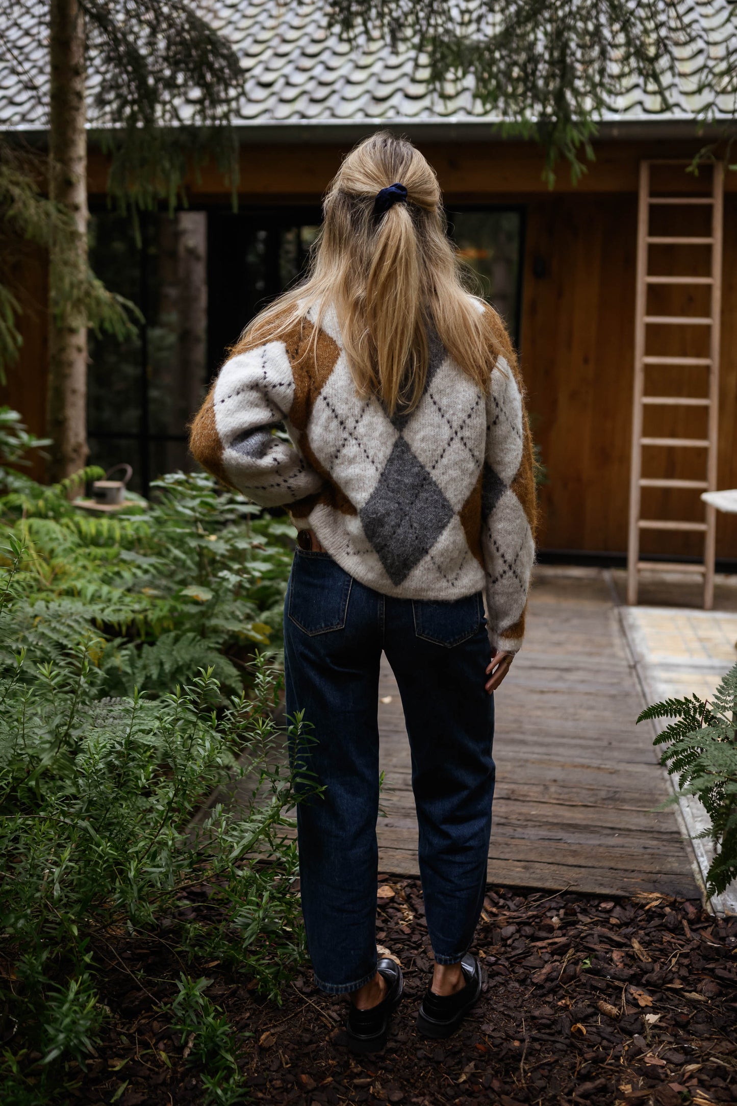 Brown Checkered Diaz Cardigan