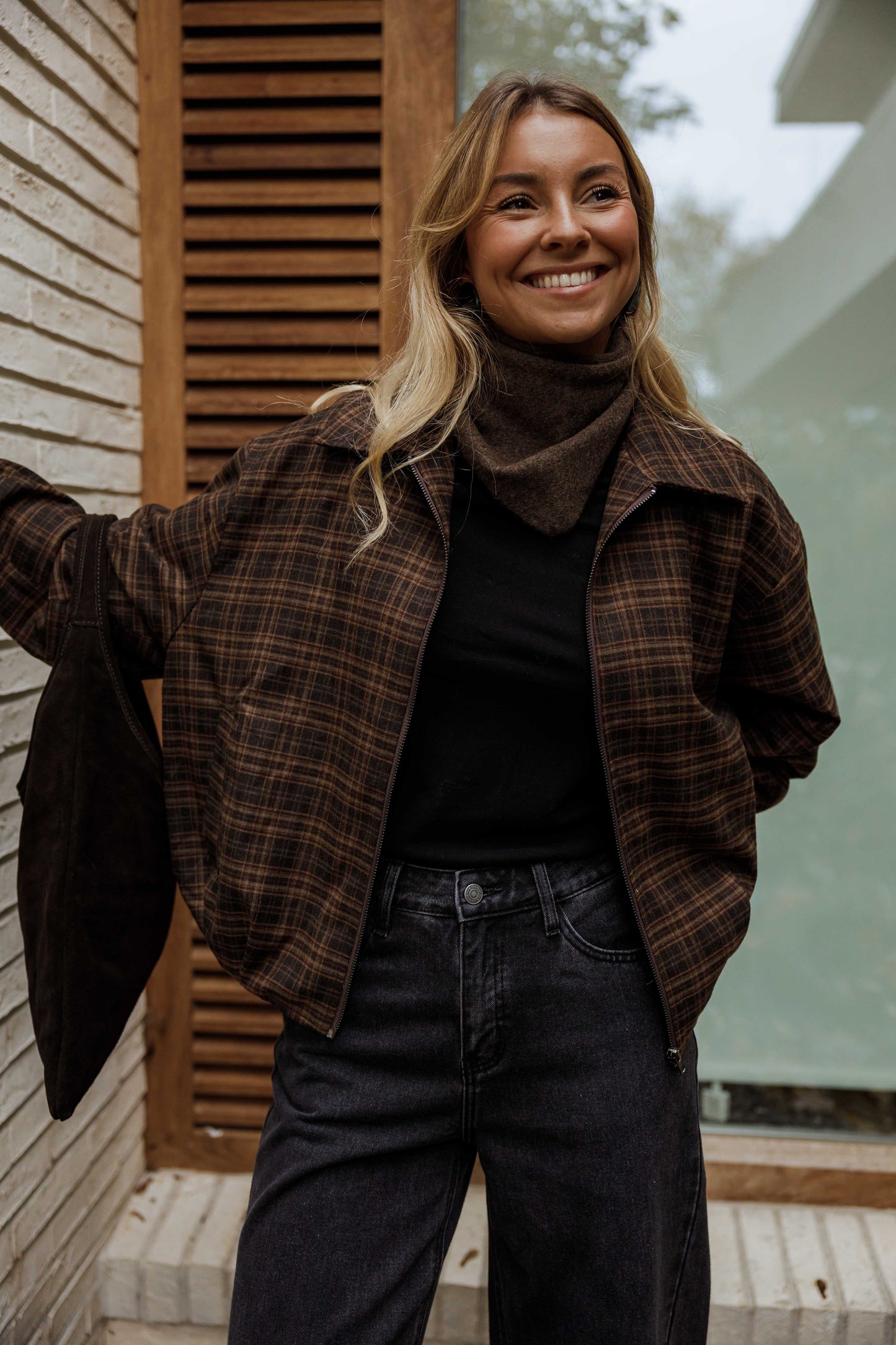 Brown Checkered Philipa Jacket