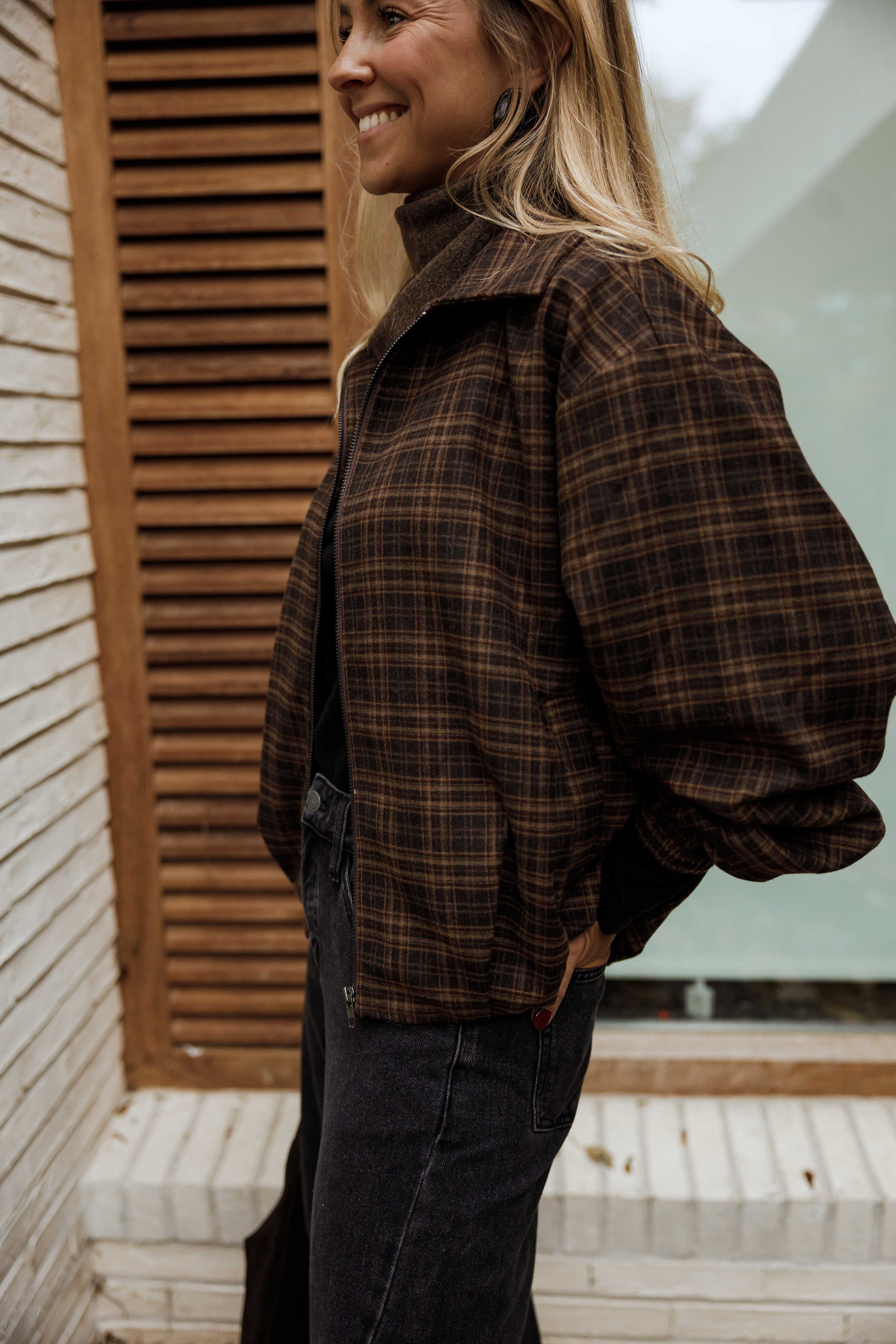 Brown Checkered Philipa Jacket