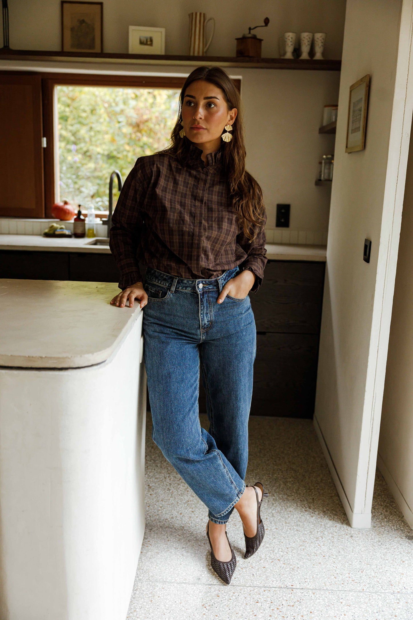 Brown Checkered Therese Shirt