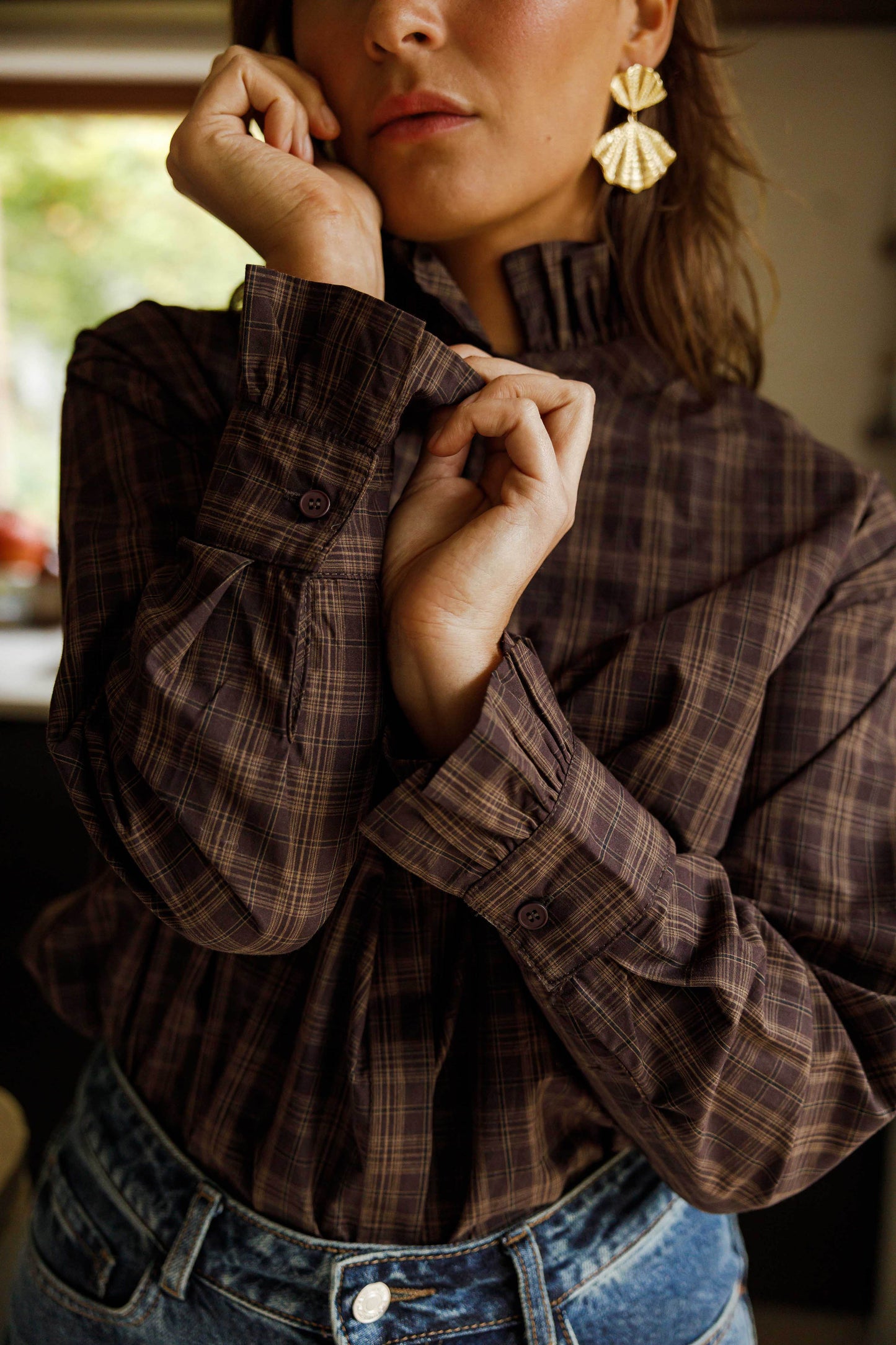 Brown Checkered Therese Shirt