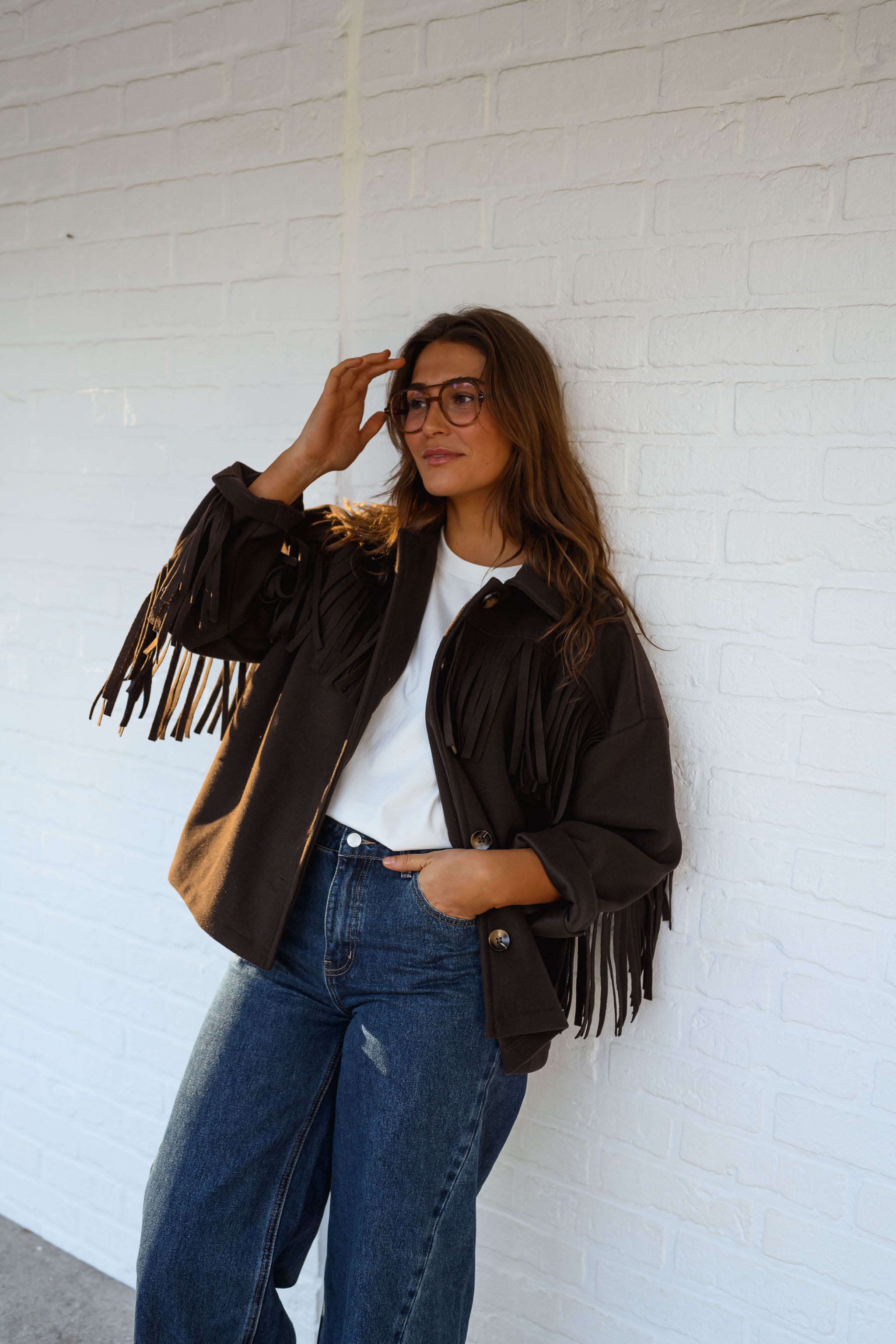 Brown Fringed Cassian Jacket