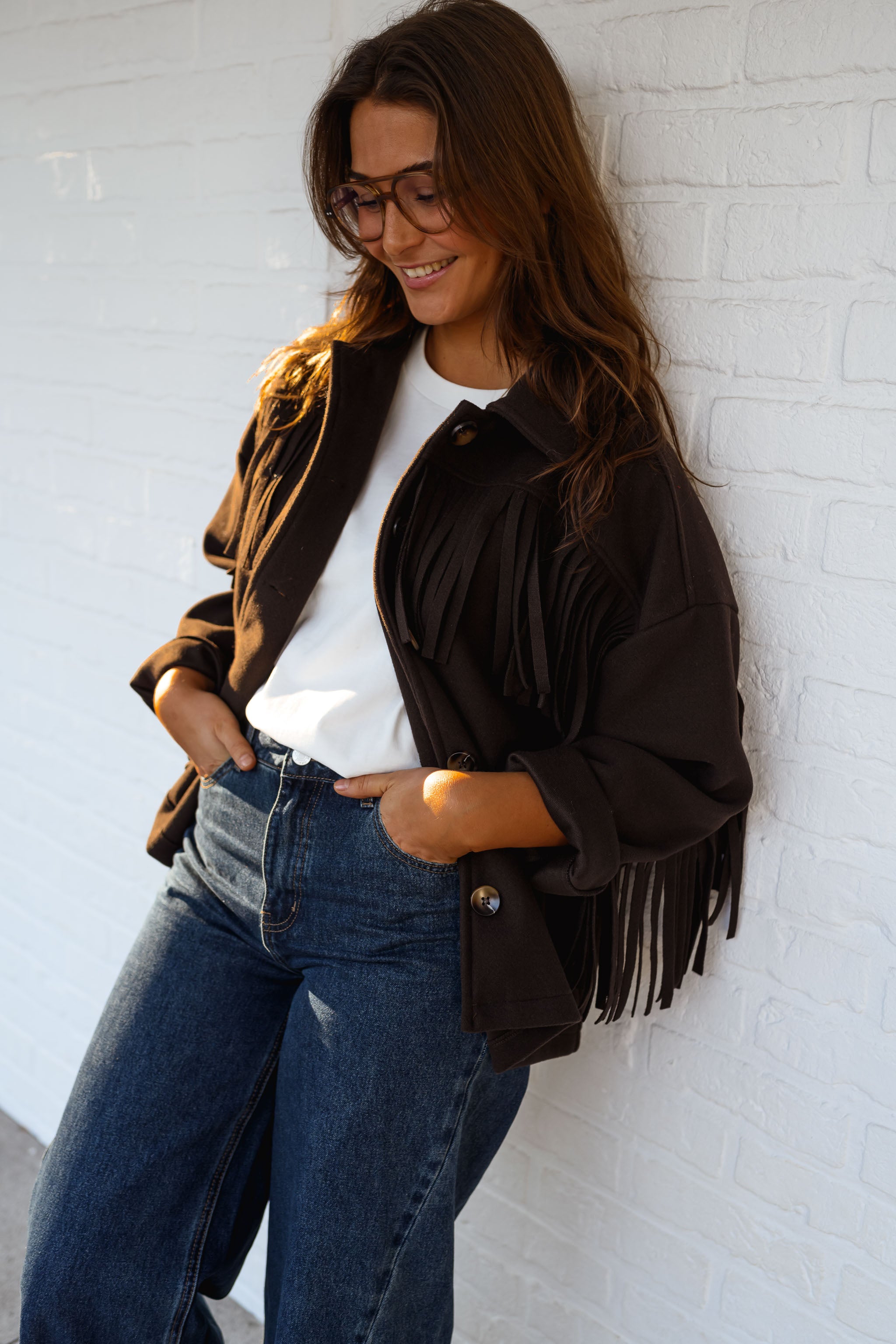 Brown Fringed Cassian Jacket