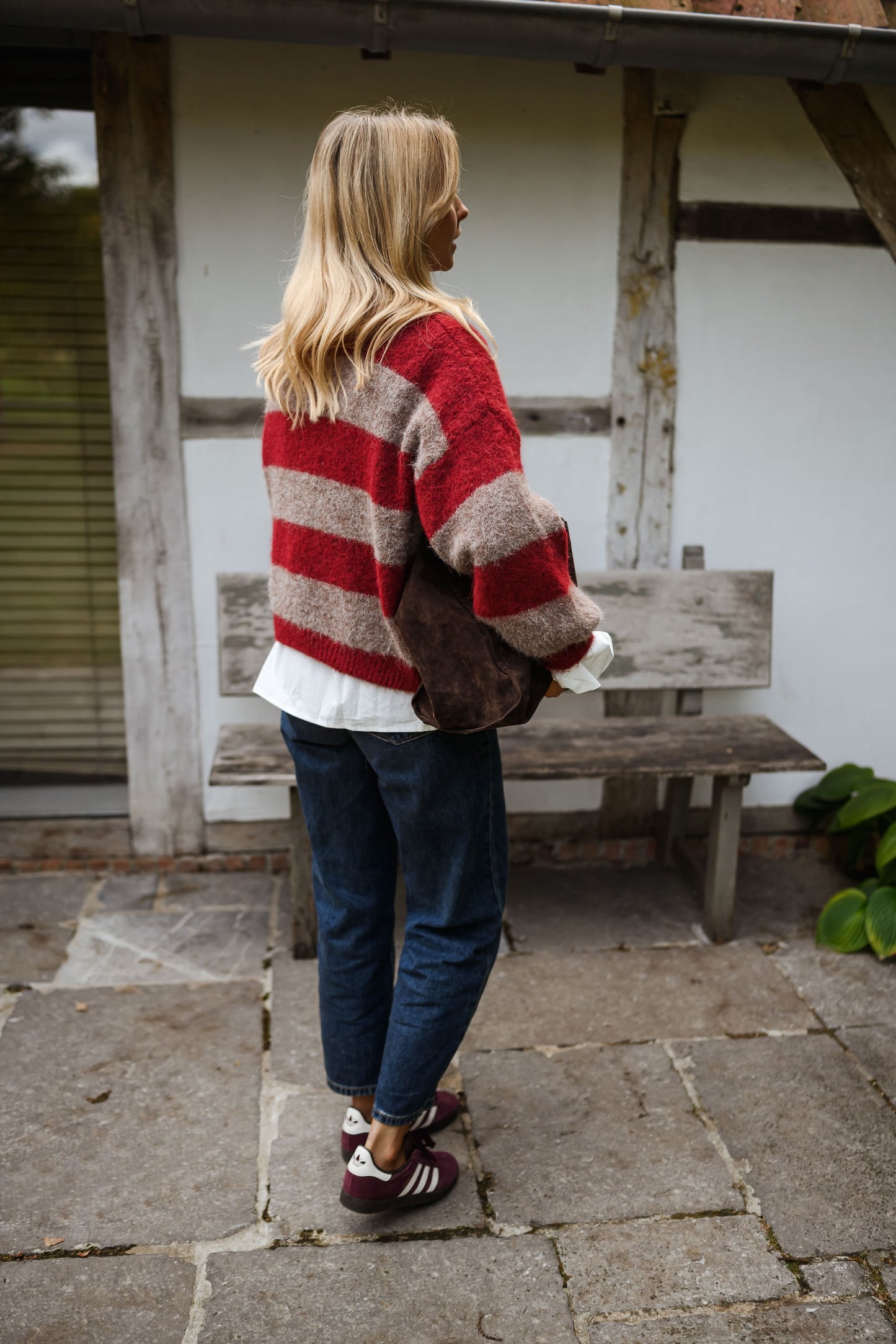 Burgundy and Brown Striped Ralphy Sweater