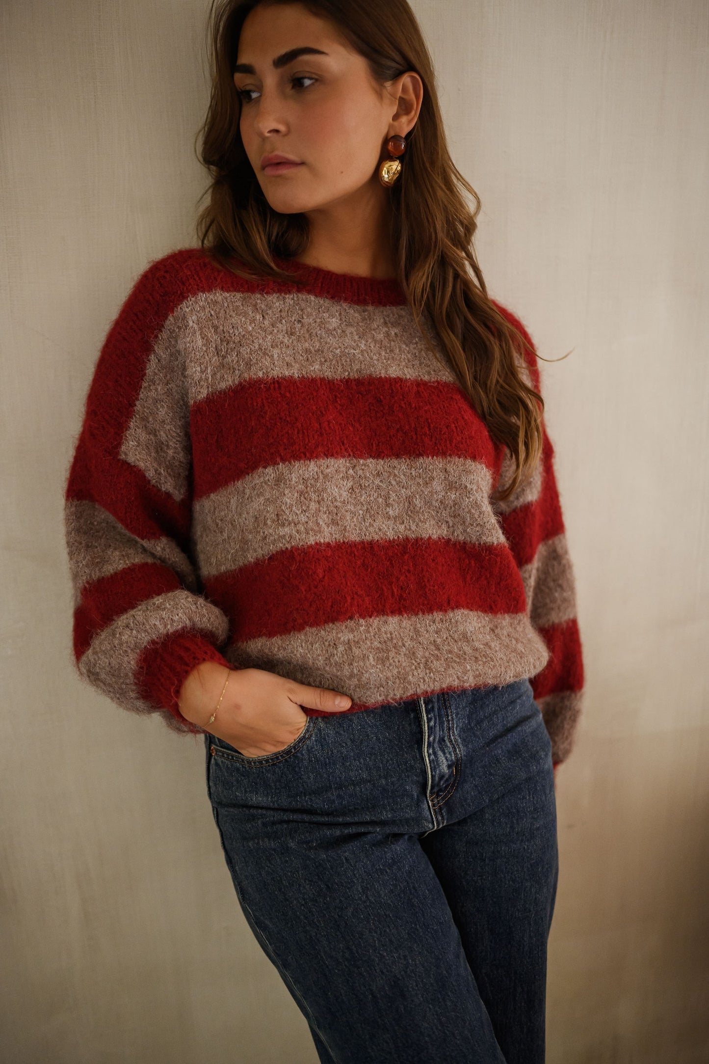 Burgundy and Brown Striped Ralphy Sweater