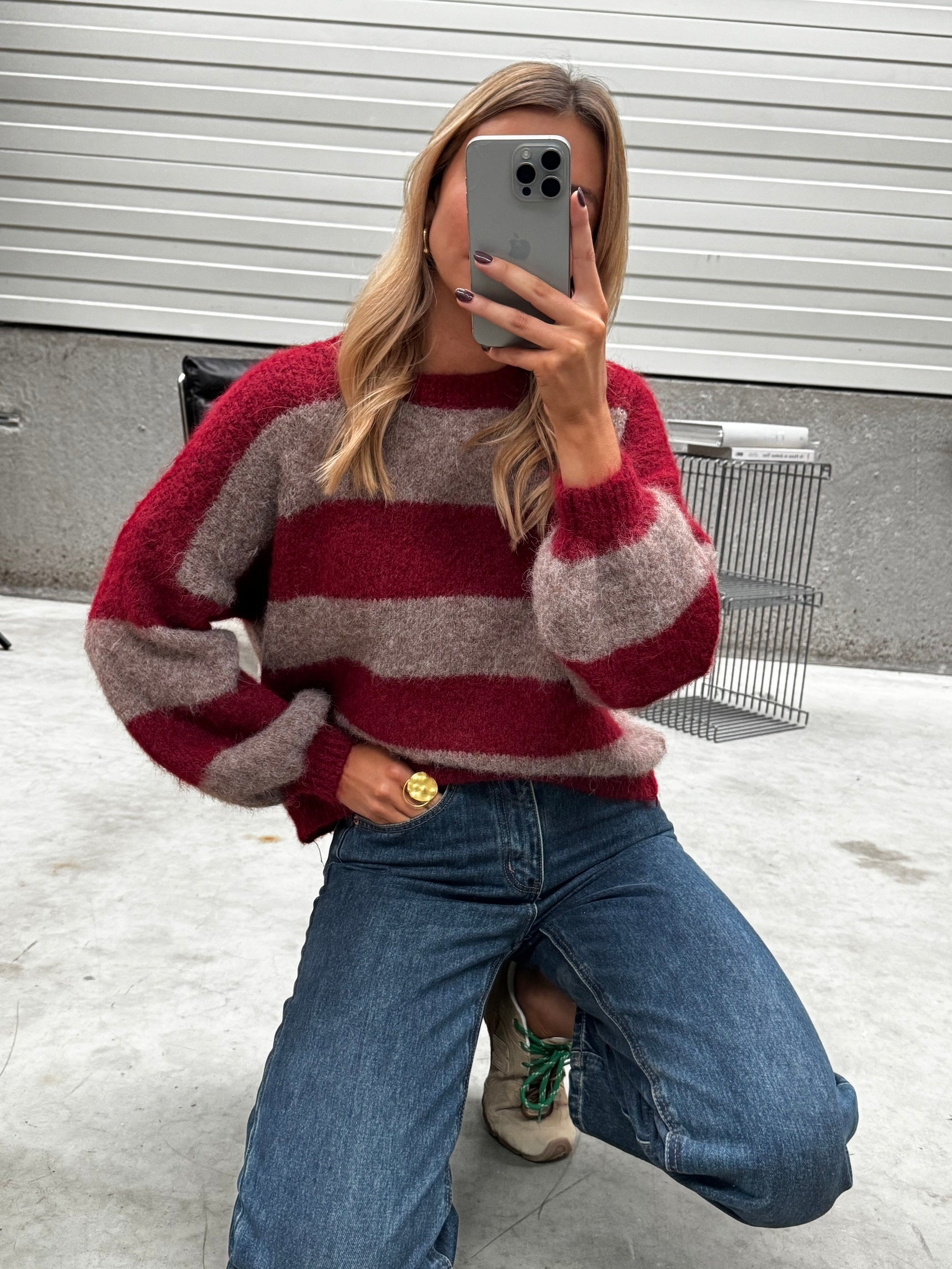 Burgundy and Brown Striped Ralphy Sweater