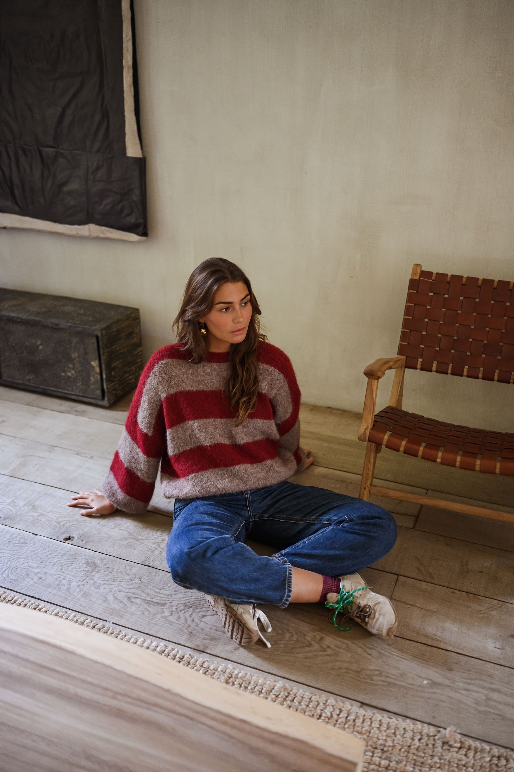 Burgundy and Brown Striped Ralphy Sweater