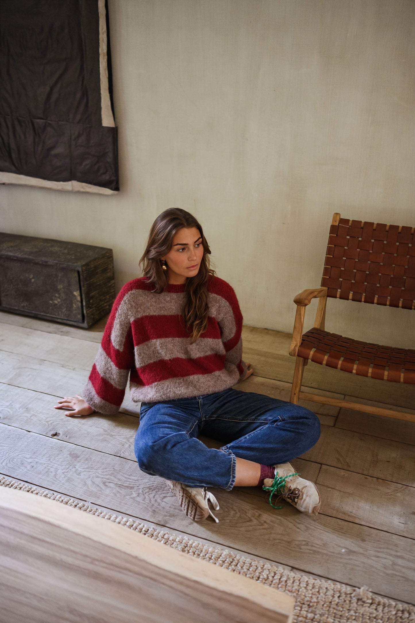 Burgundy and Brown Striped Ralphy Sweater