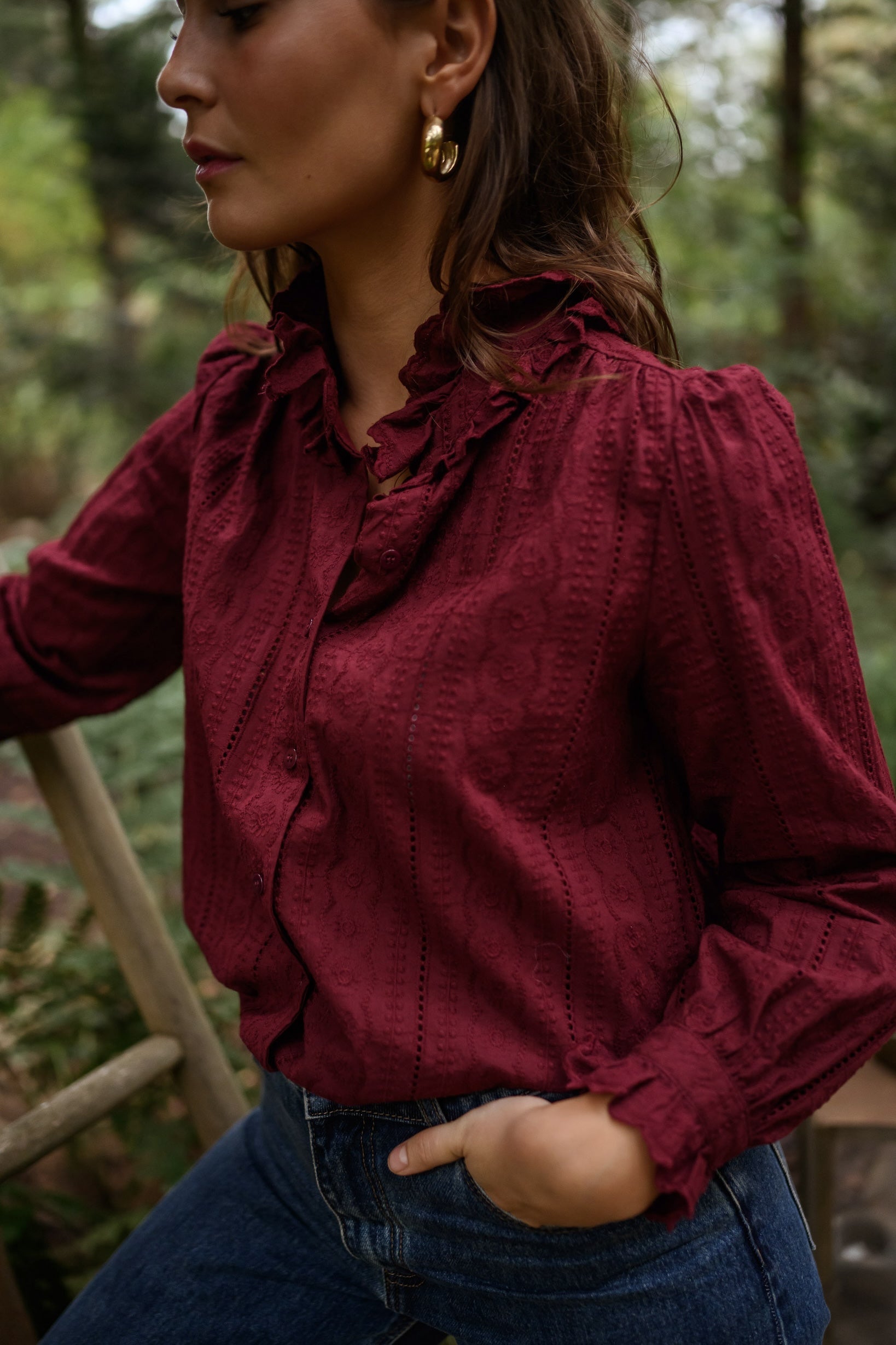 Burgundy Dorota Blouse