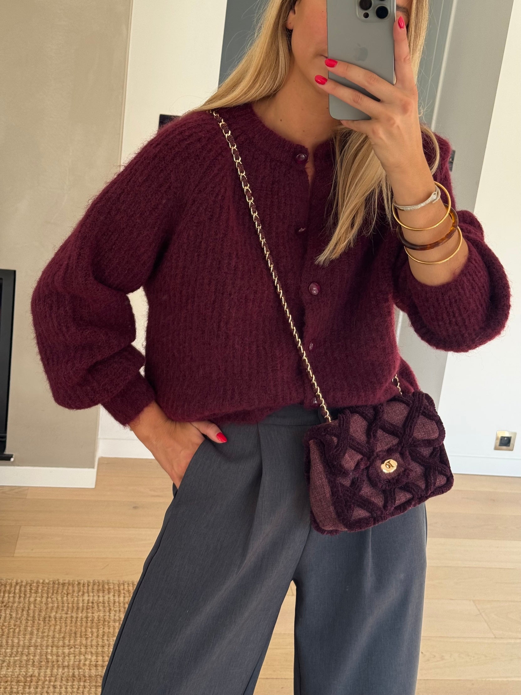 Burgundy Elony Cardigan