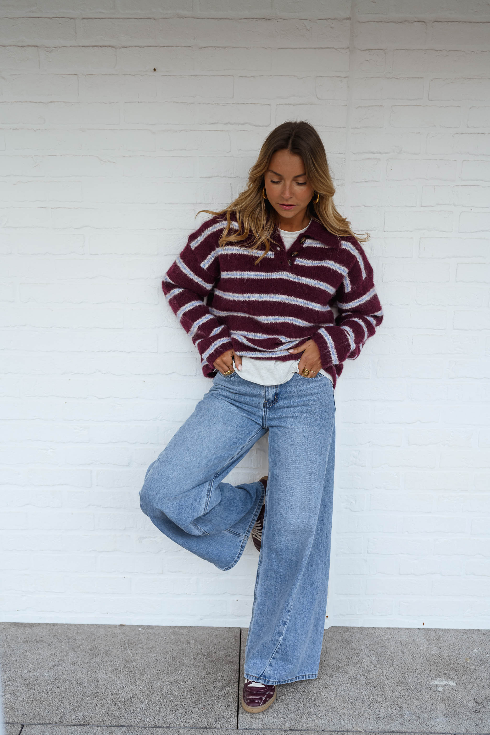 Burgundy Striped Tamlin Sweater