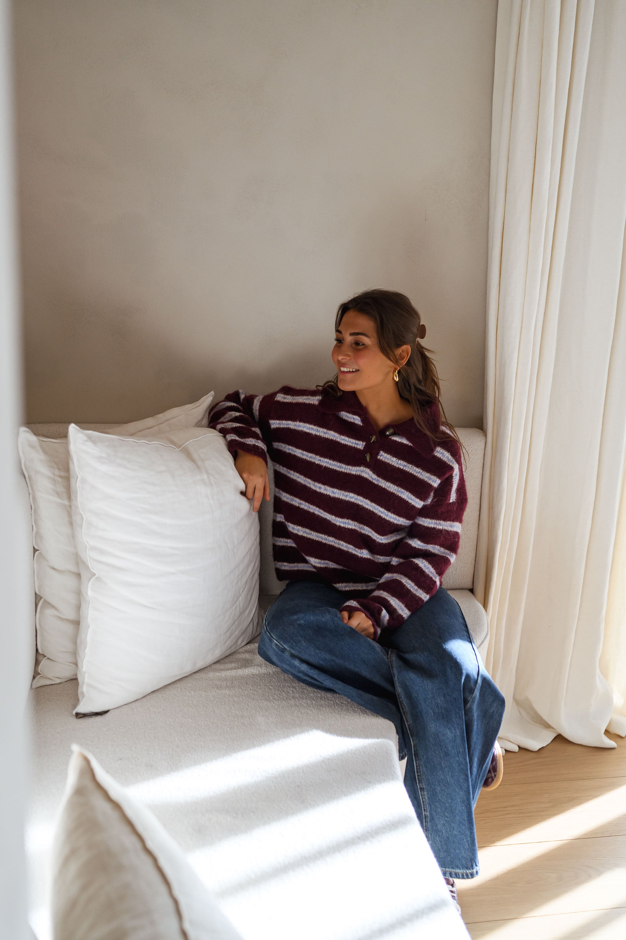 Burgundy Striped Tamlin Sweater