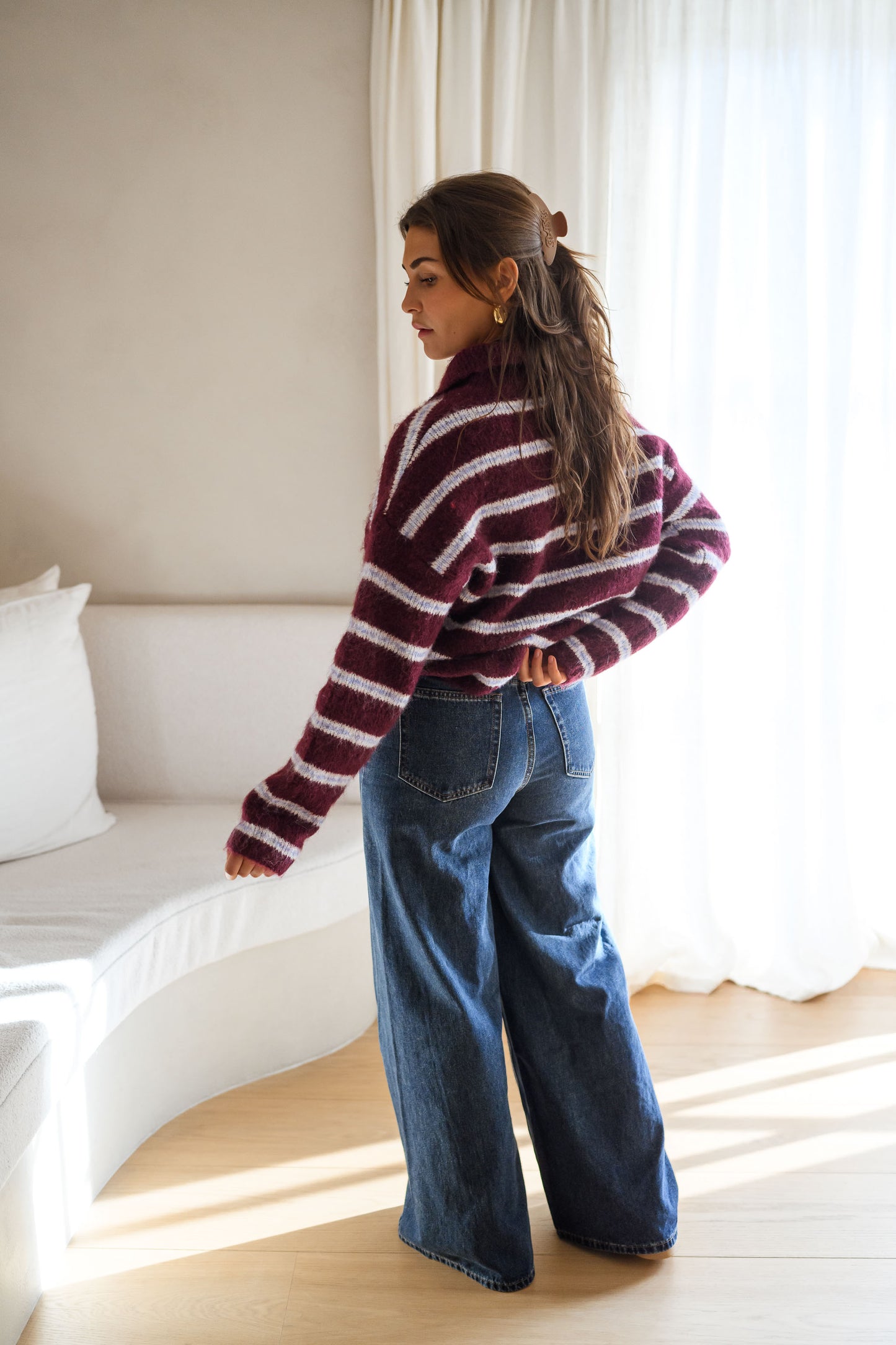 Burgundy Striped Tamlin Sweater