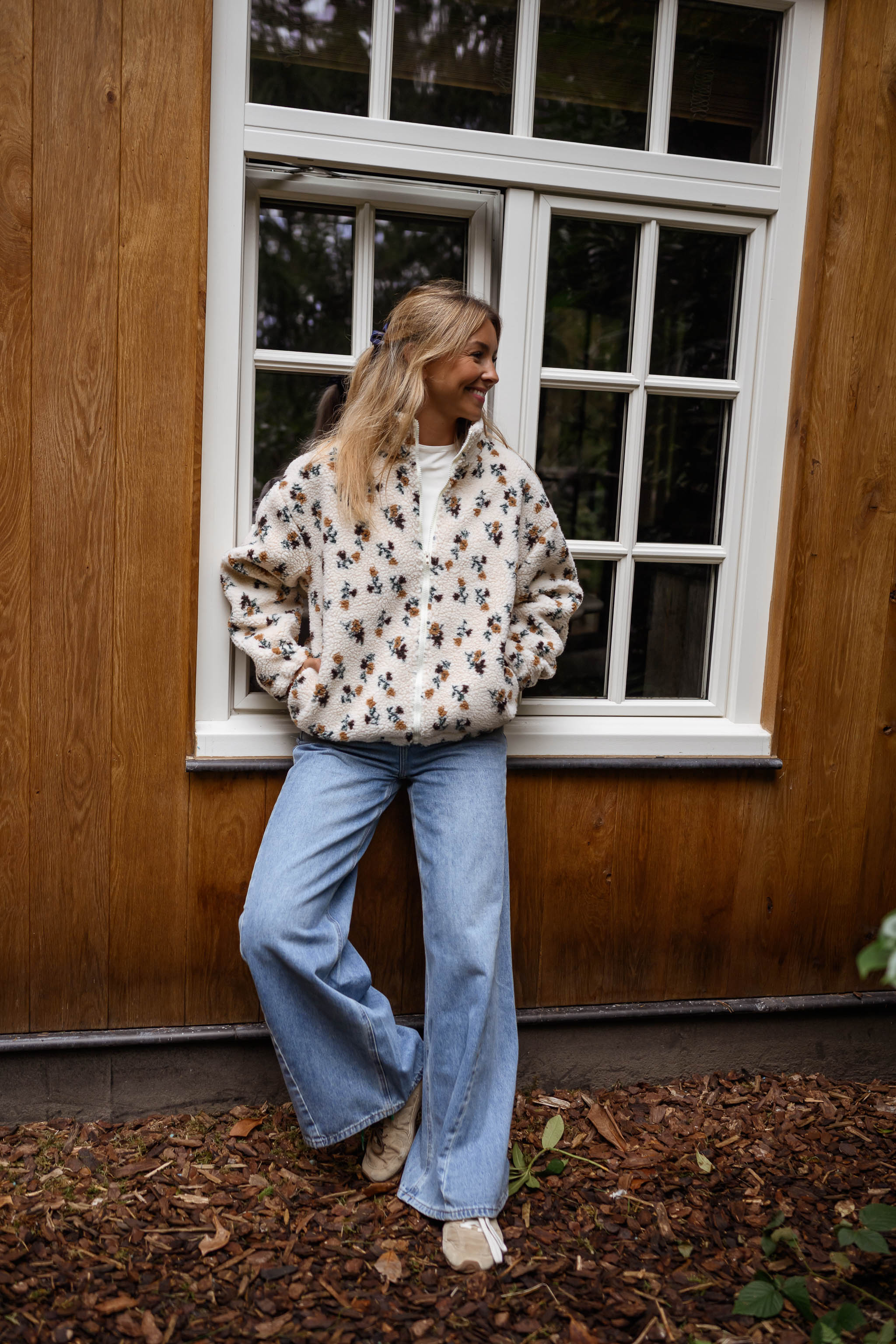 Ecru Floral Alice Fleece Jacket