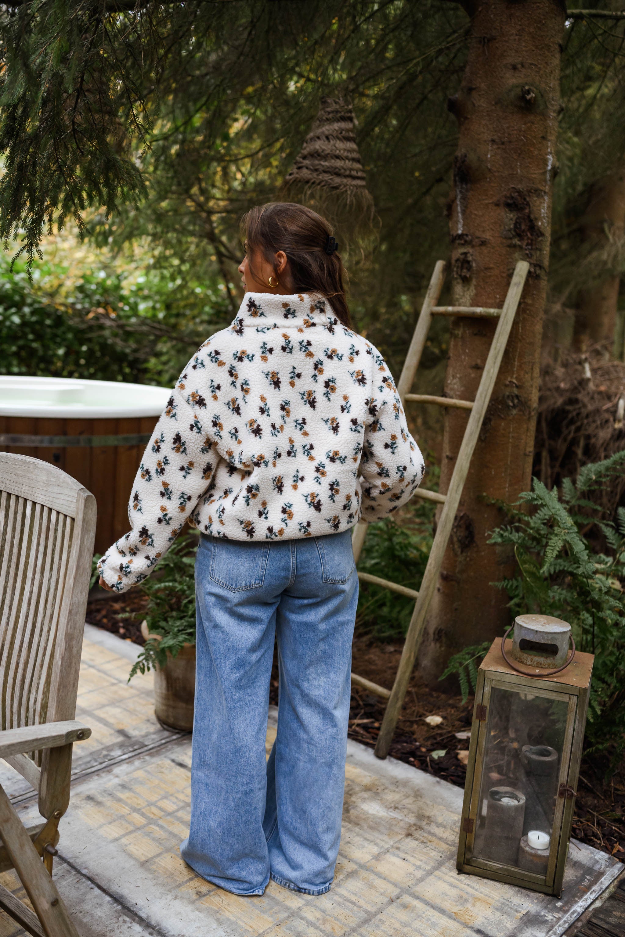 Ecru Floral Alice Fleece Jacket