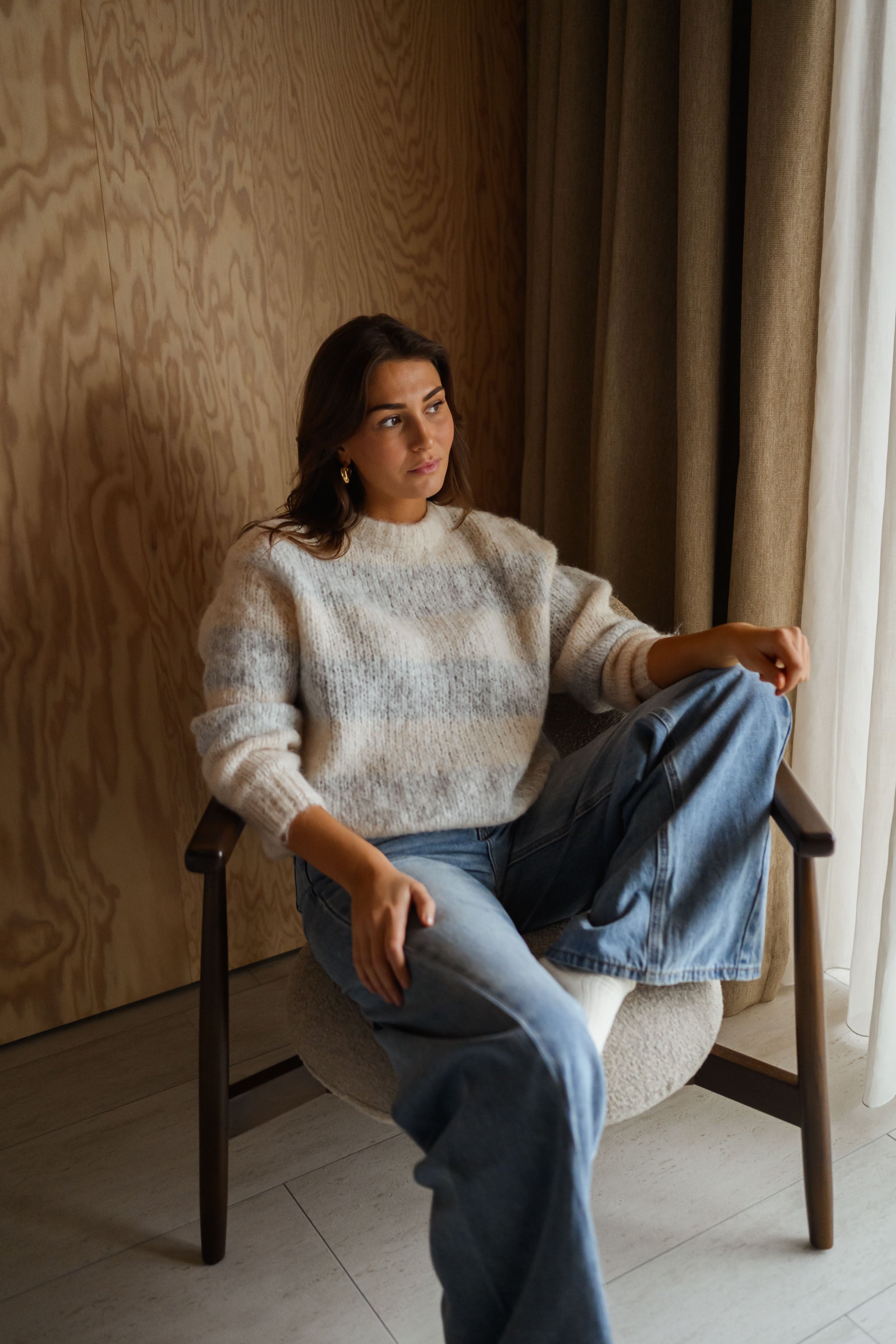 Ecru and Grey Debby Sweater