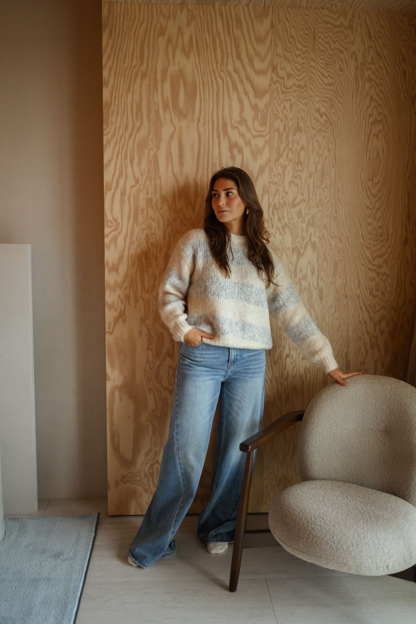 Ecru and Grey Debby Sweater