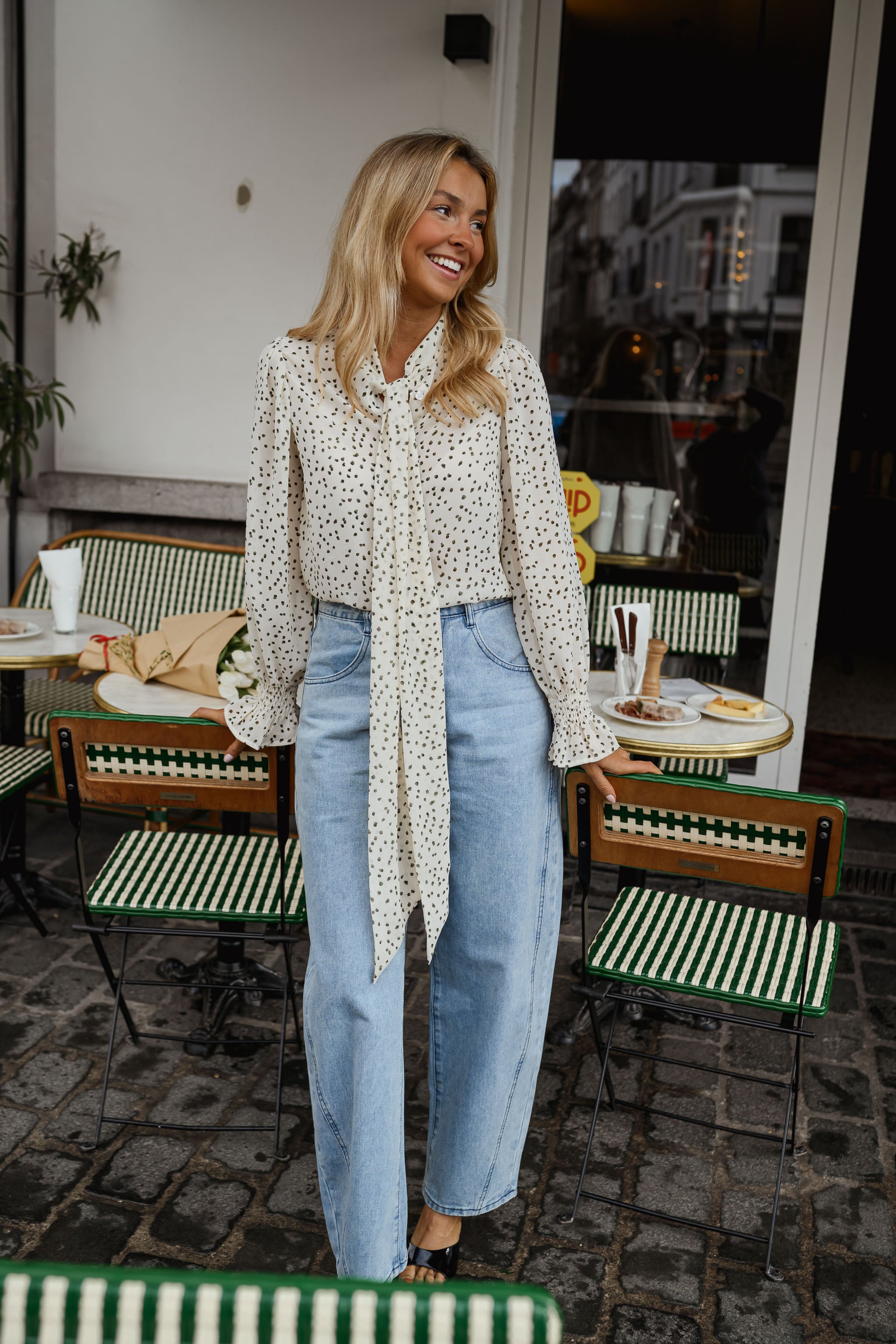 Ecru Polka Dot Clarissa Blouse