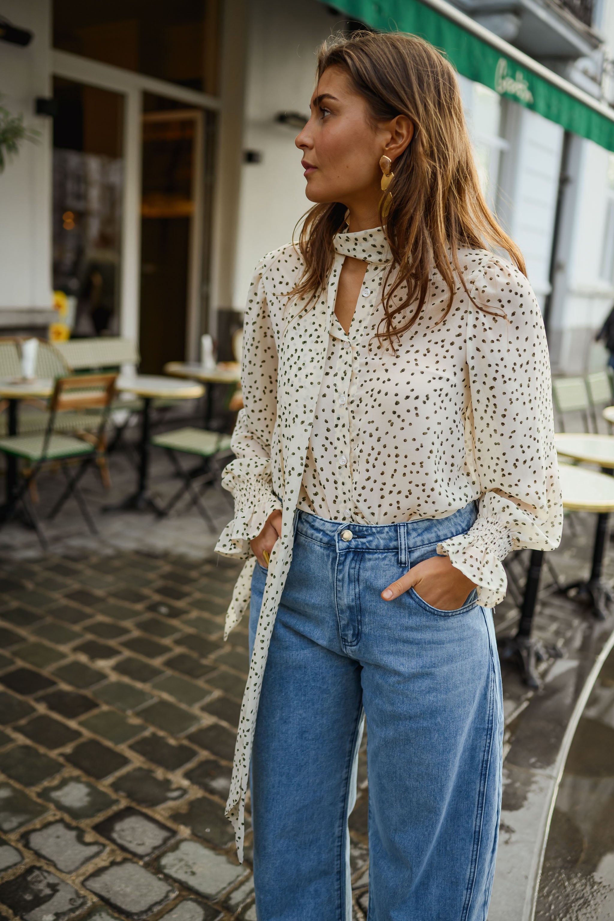Ecru Polka Dot Clarissa Blouse