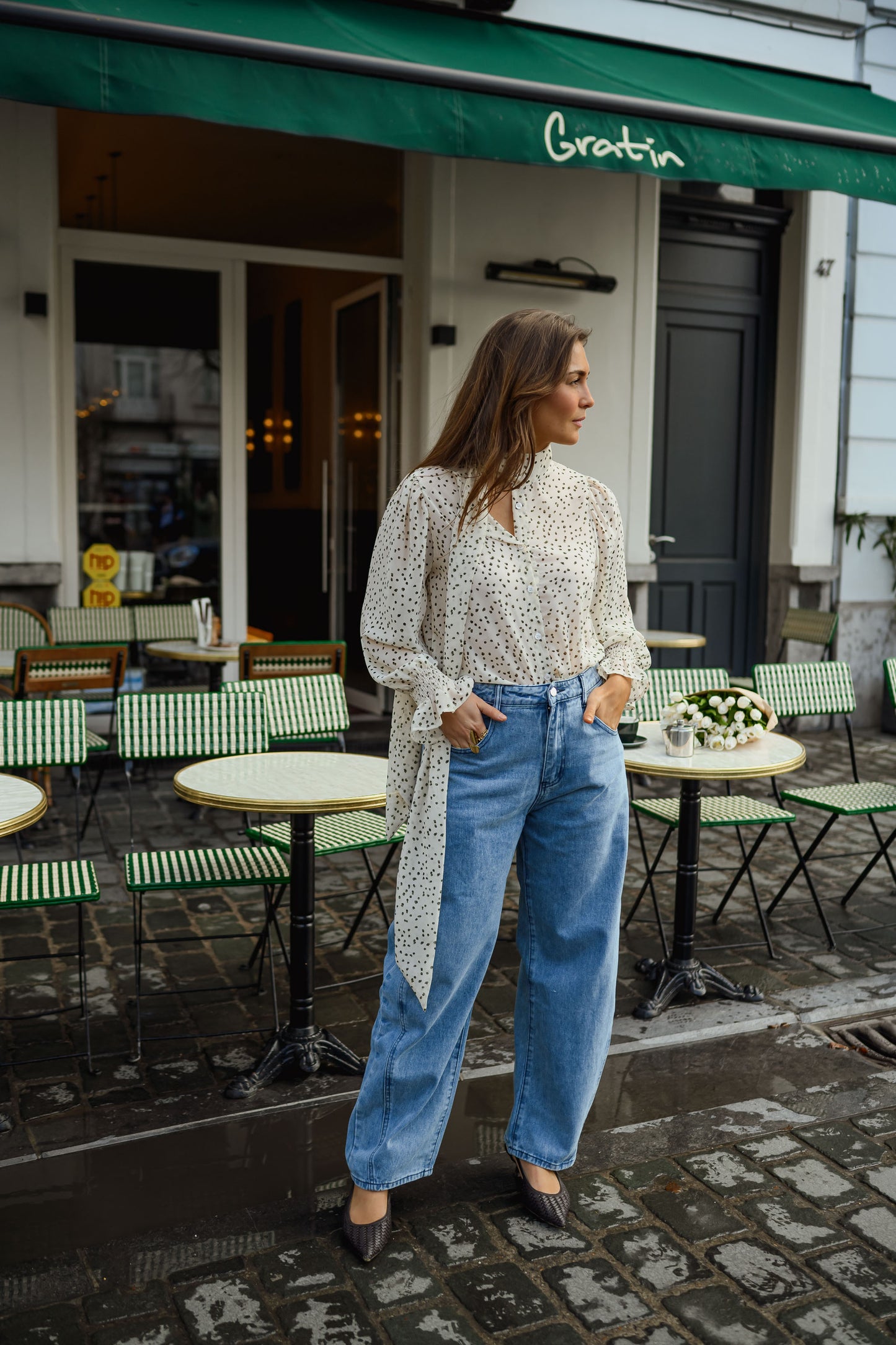 Ecru Polka Dot Clarissa Blouse