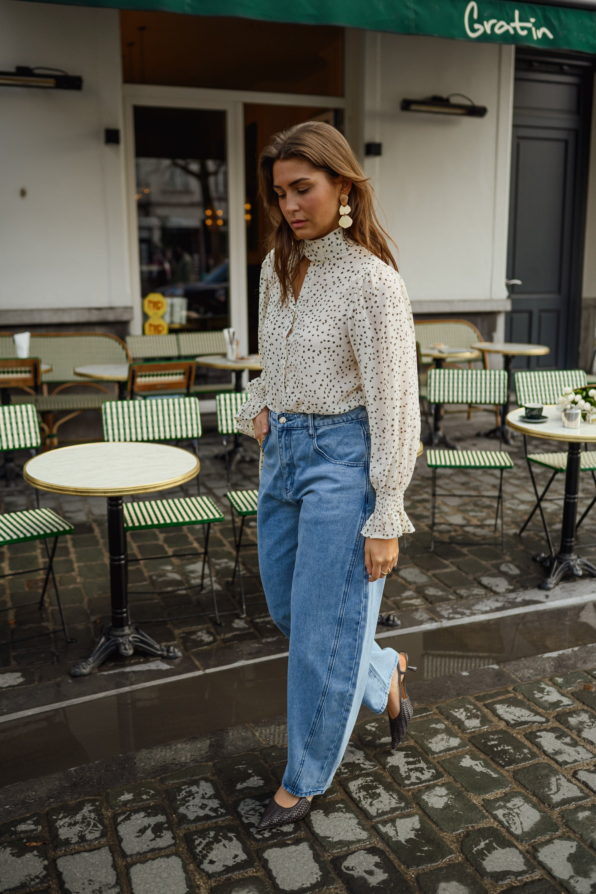 Ecru Polka Dot Clarissa Blouse