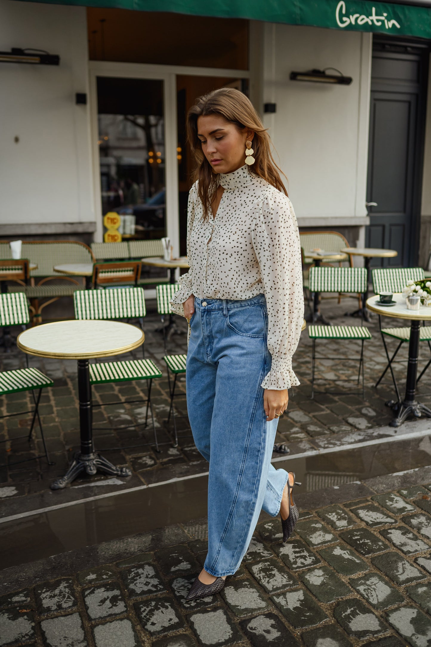 Ecru Polka Dot Clarissa Blouse