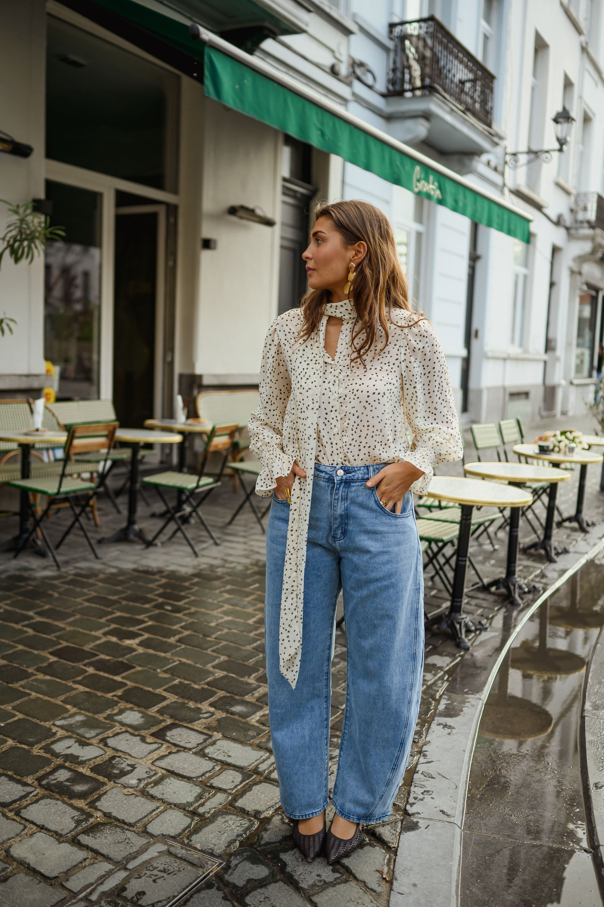 Ecru Polka Dot Clarissa Blouse