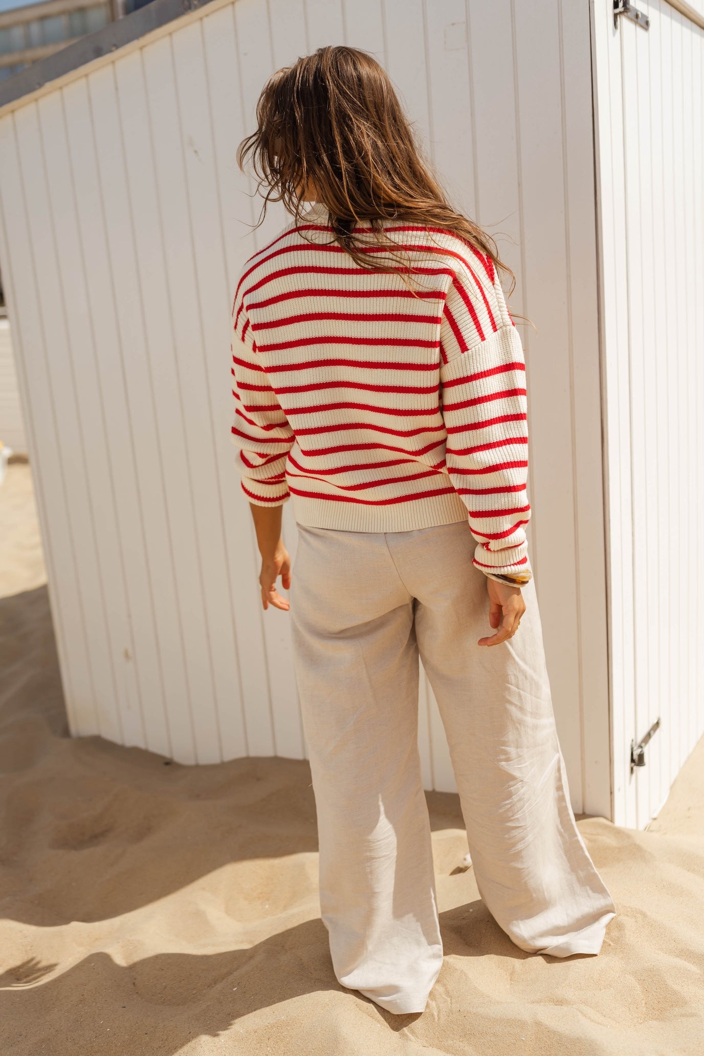 Ecru and Red Charles Cardigan