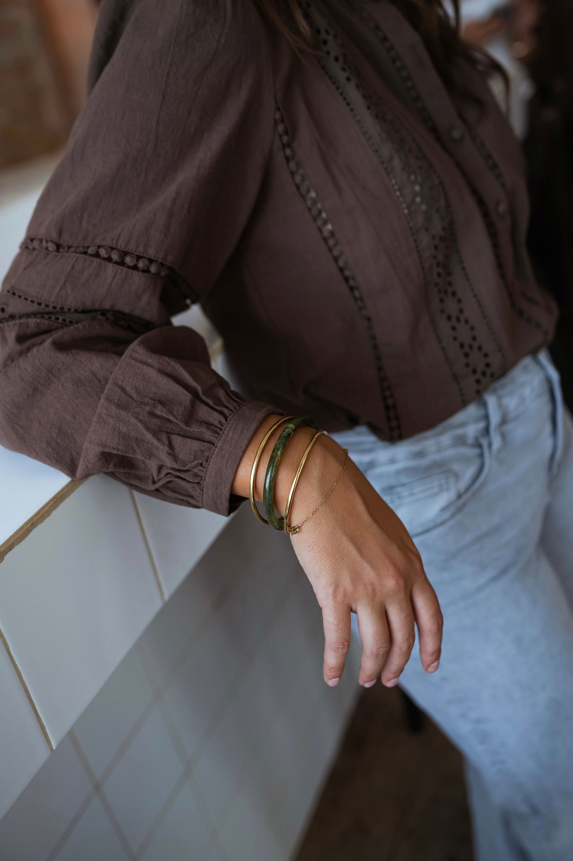 Green and Golden Laria Bracelets