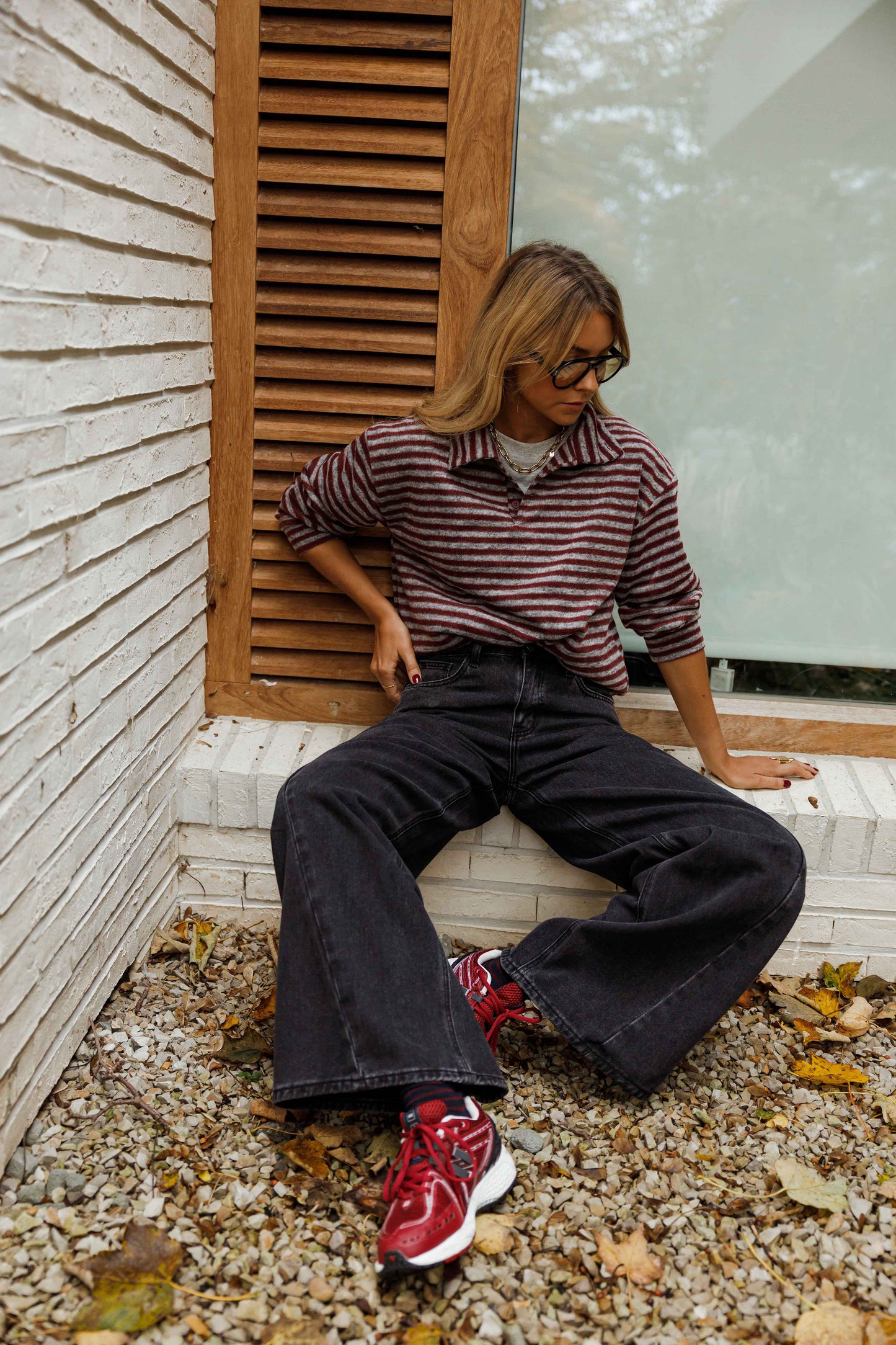 Grey and Burgundy Batista Sweater