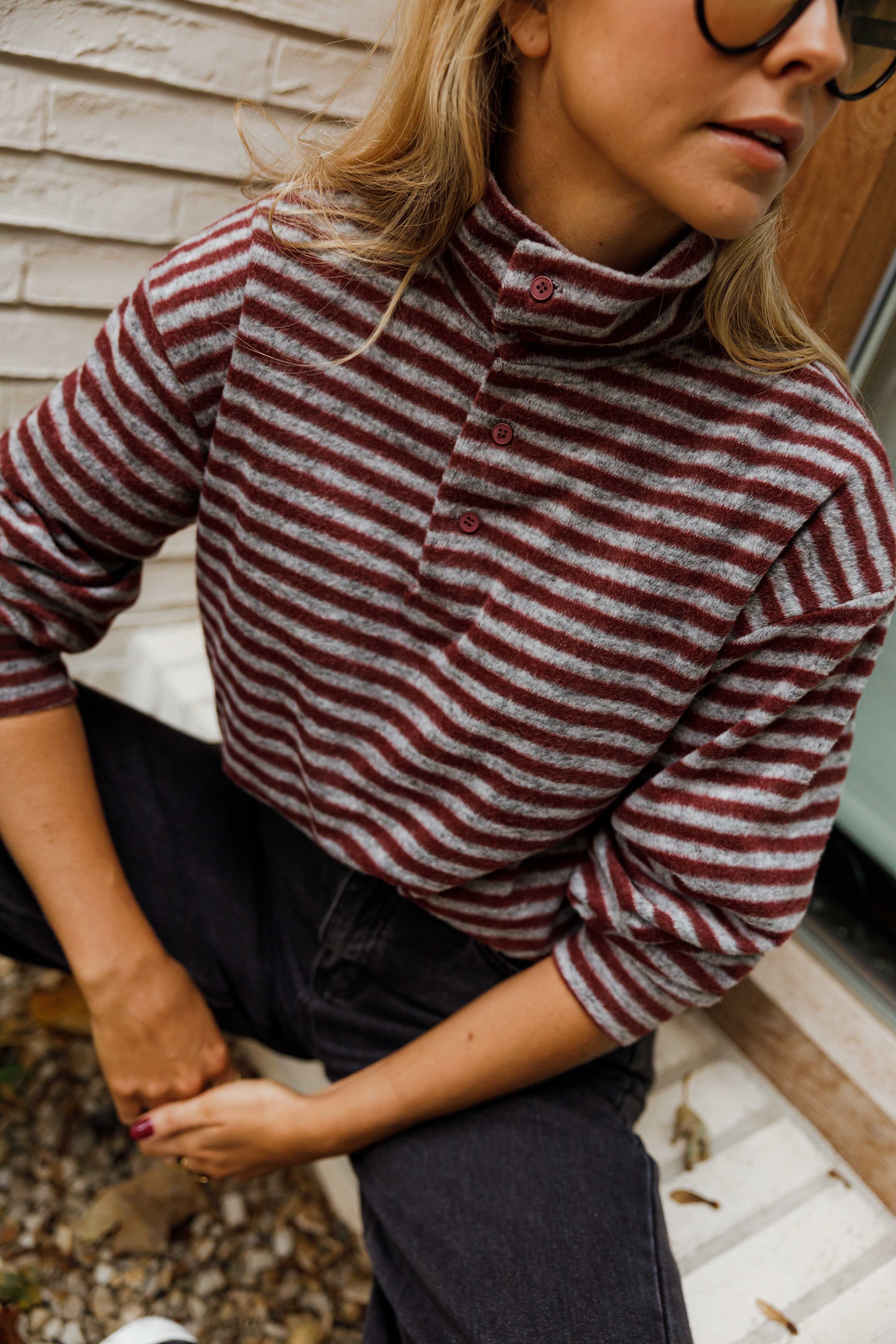 Grey and Burgundy Batista Sweater