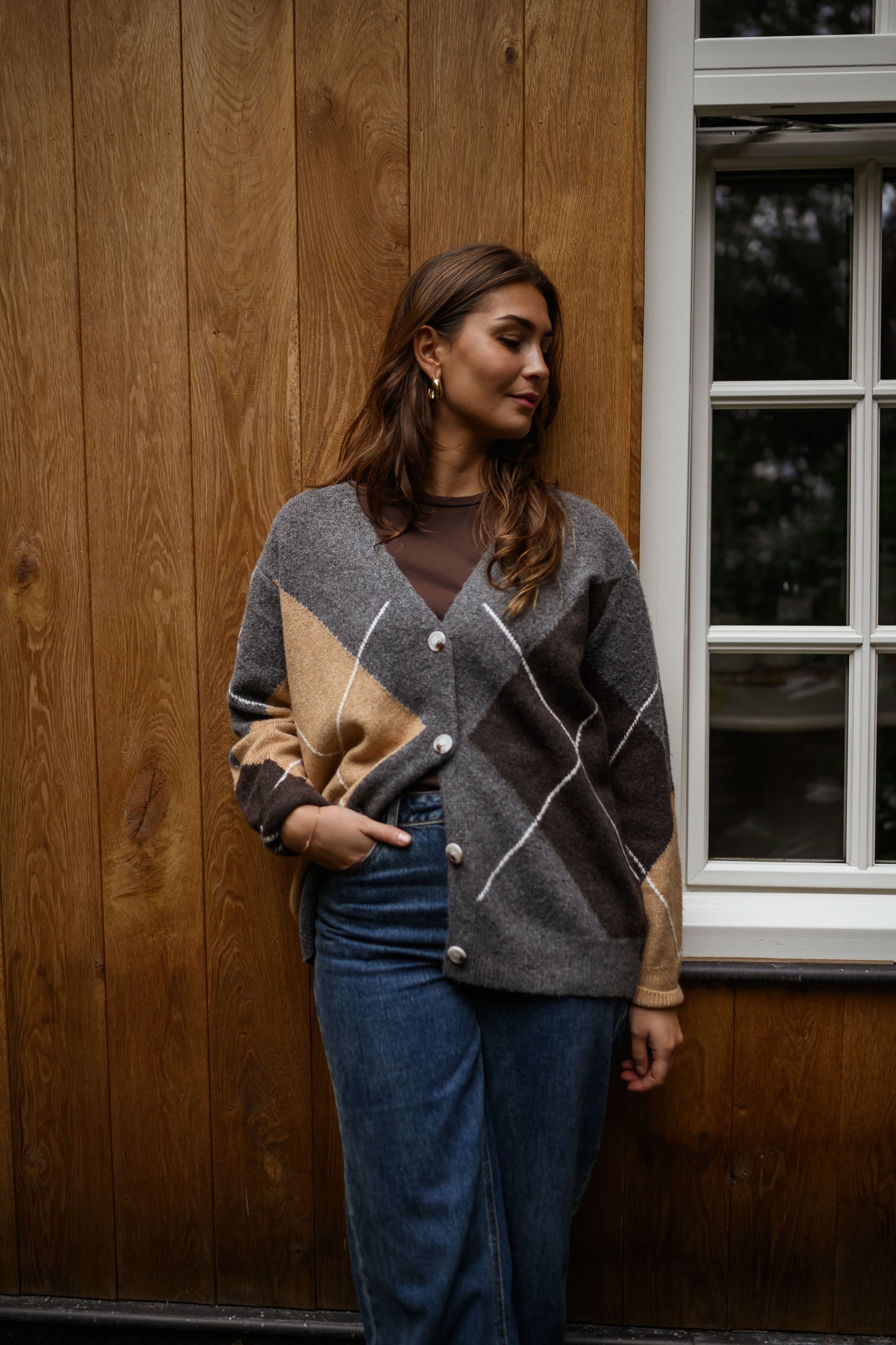 Grey Checkered Georgia Cardigan