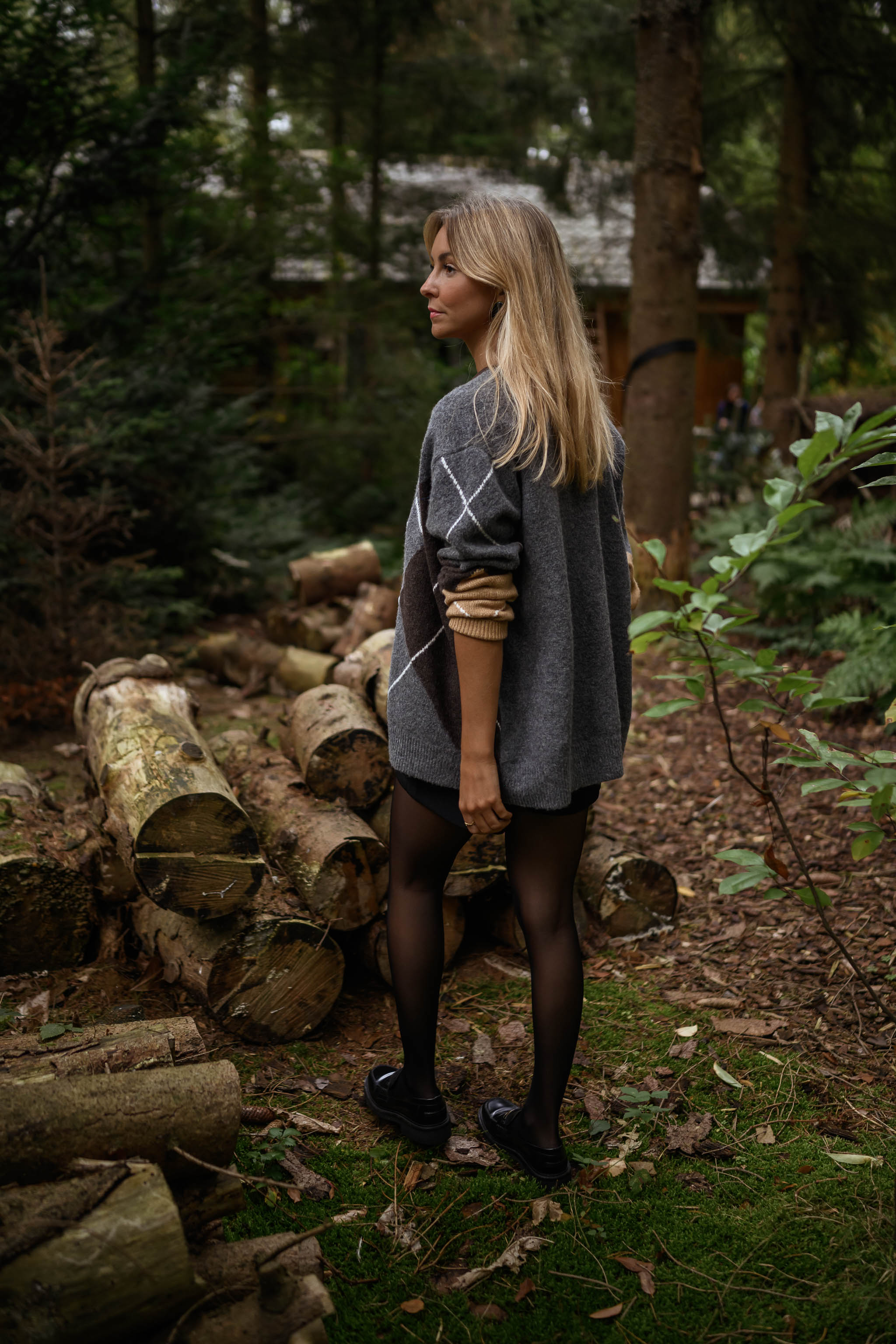 Grey Checkered Georgia Cardigan