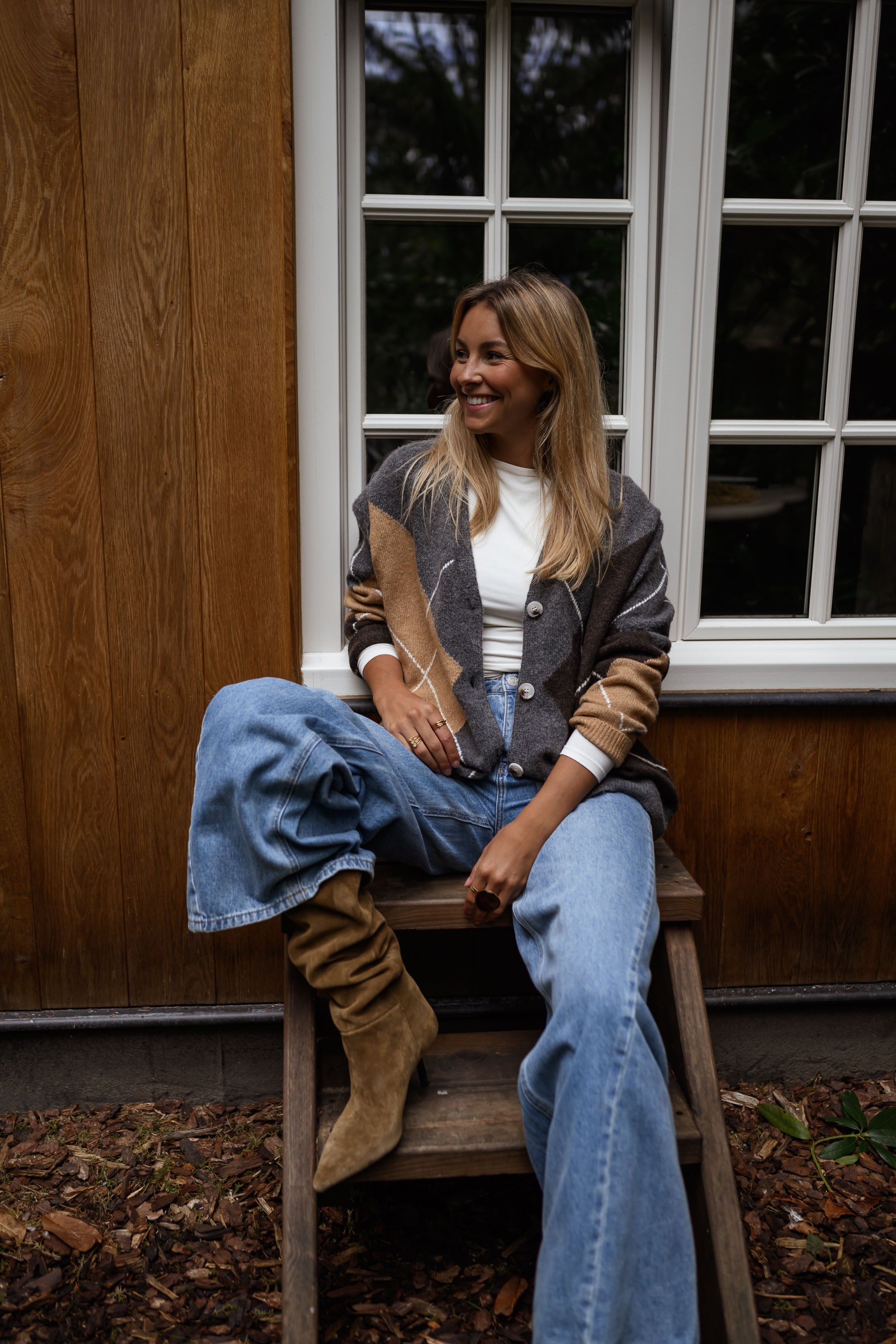 Grey Checkered Georgia Cardigan