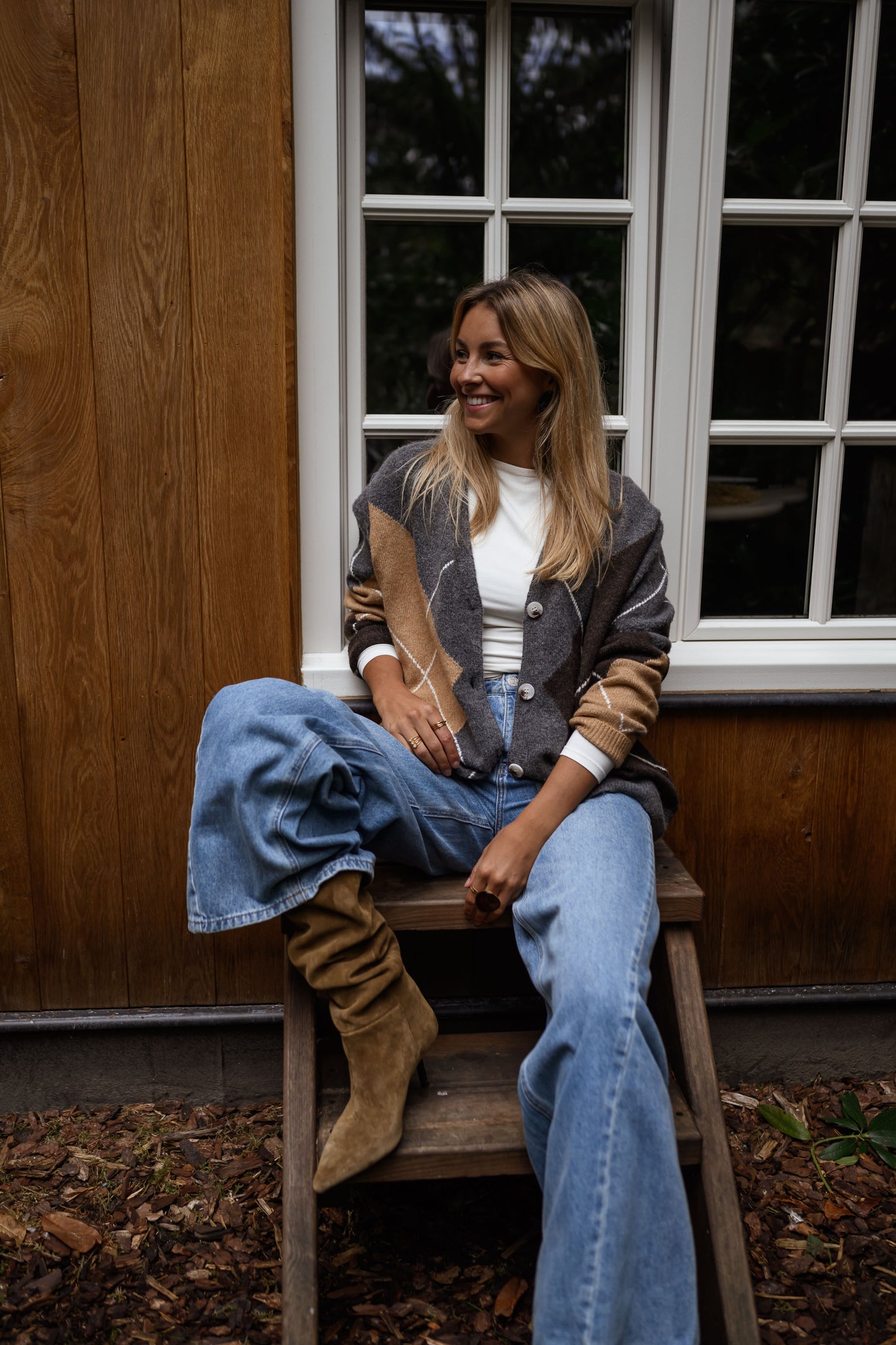 Grey Checkered Georgia Cardigan