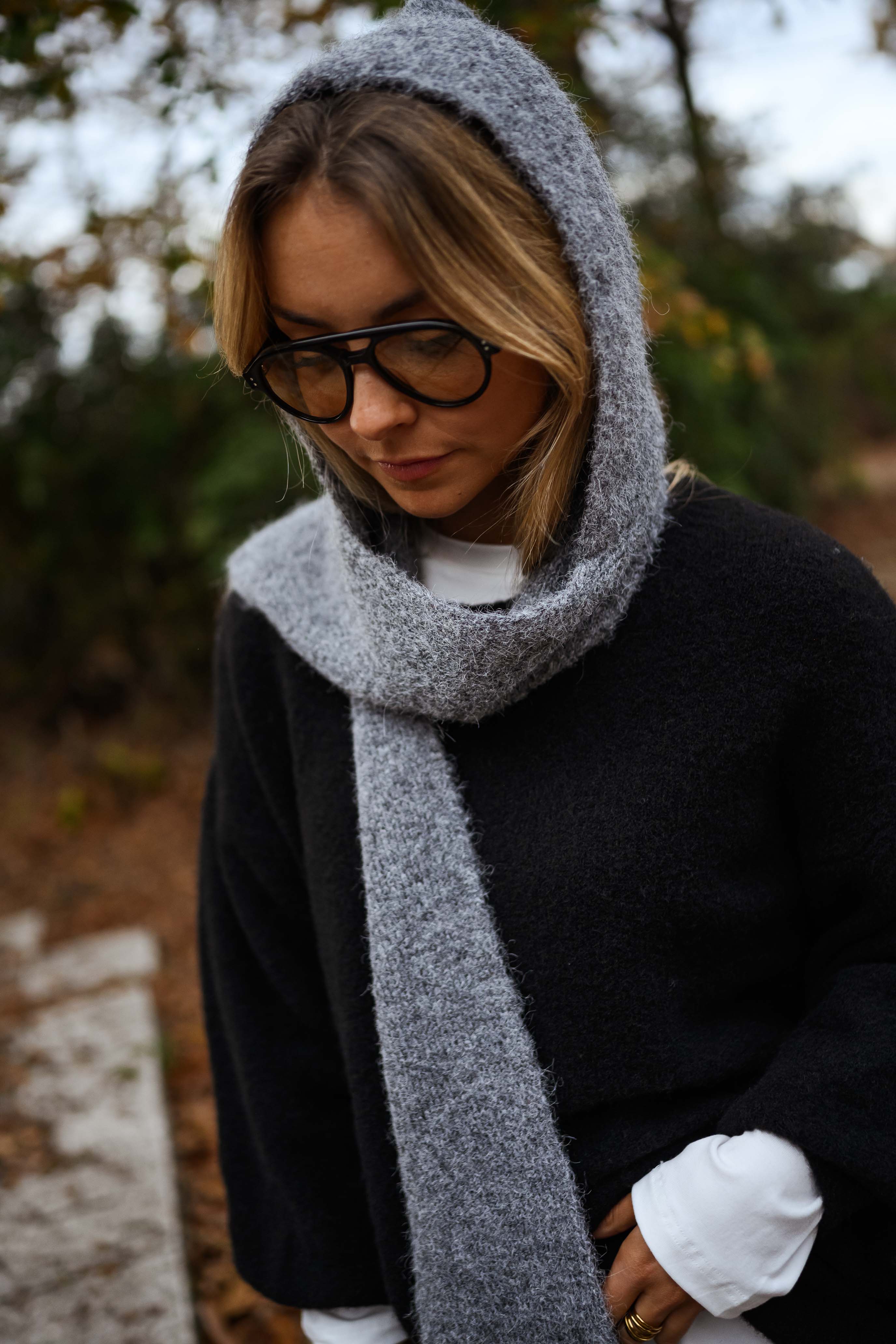 Grey Hooded Giada Scarf