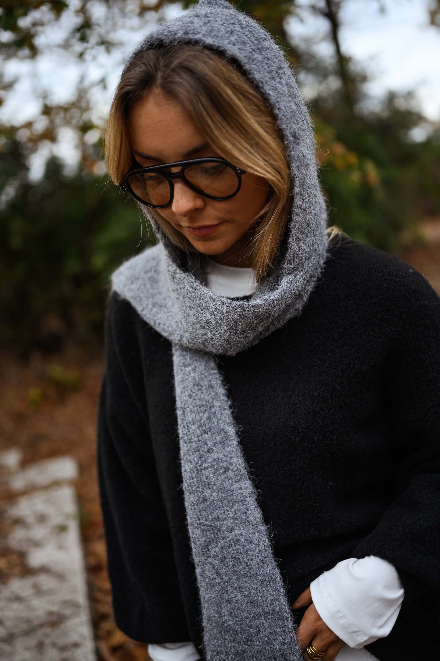 Grey Hooded Giada Scarf