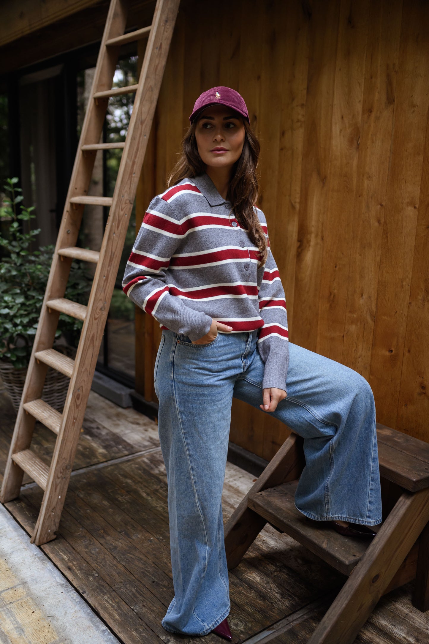 Grey Striped Moha Sweater