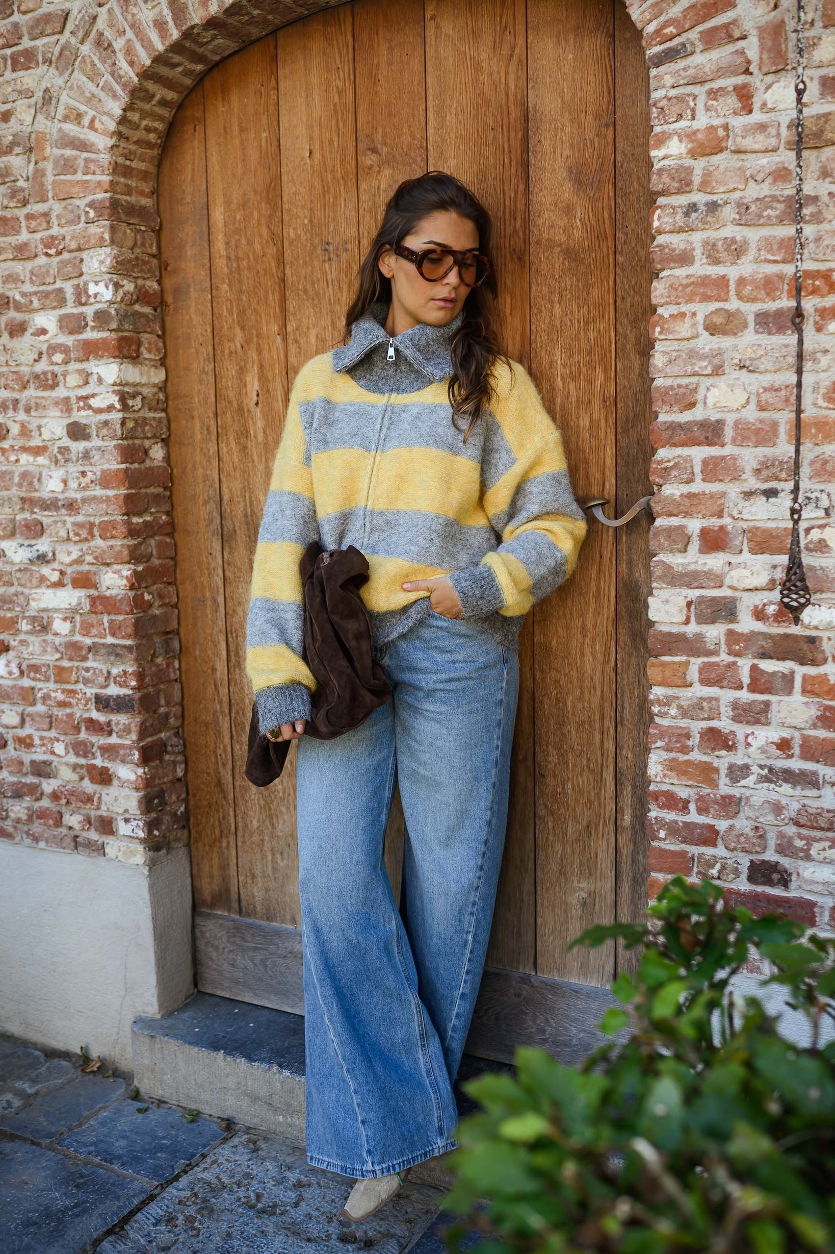 Grey and Yellow Mayfair Cardigan