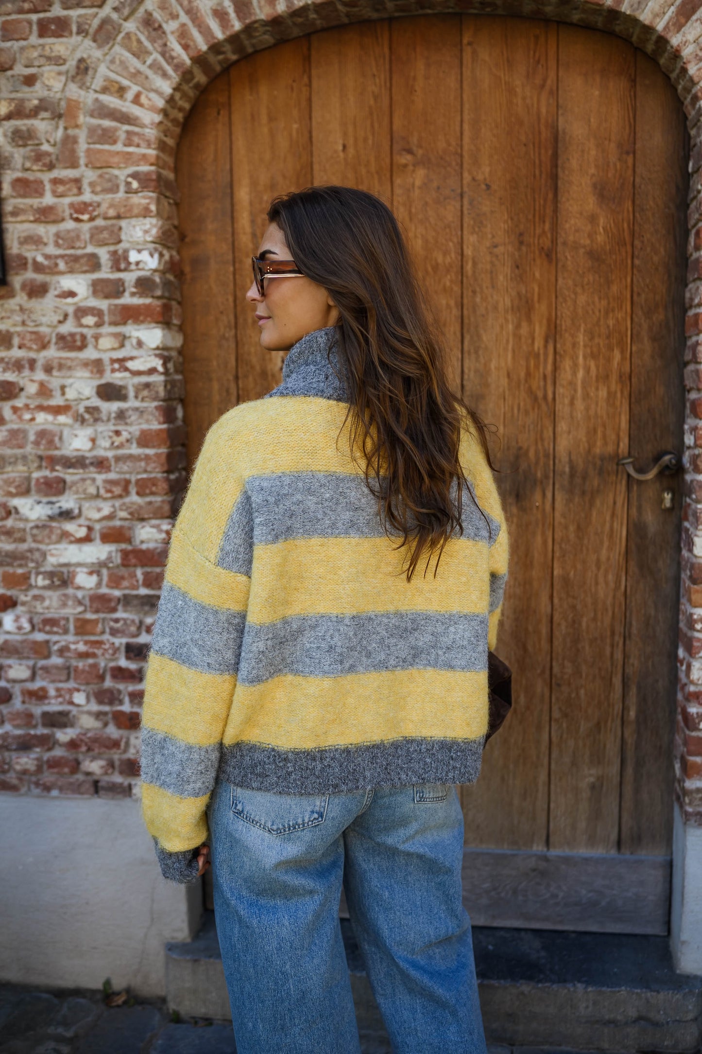 Grey and Yellow Mayfair Cardigan