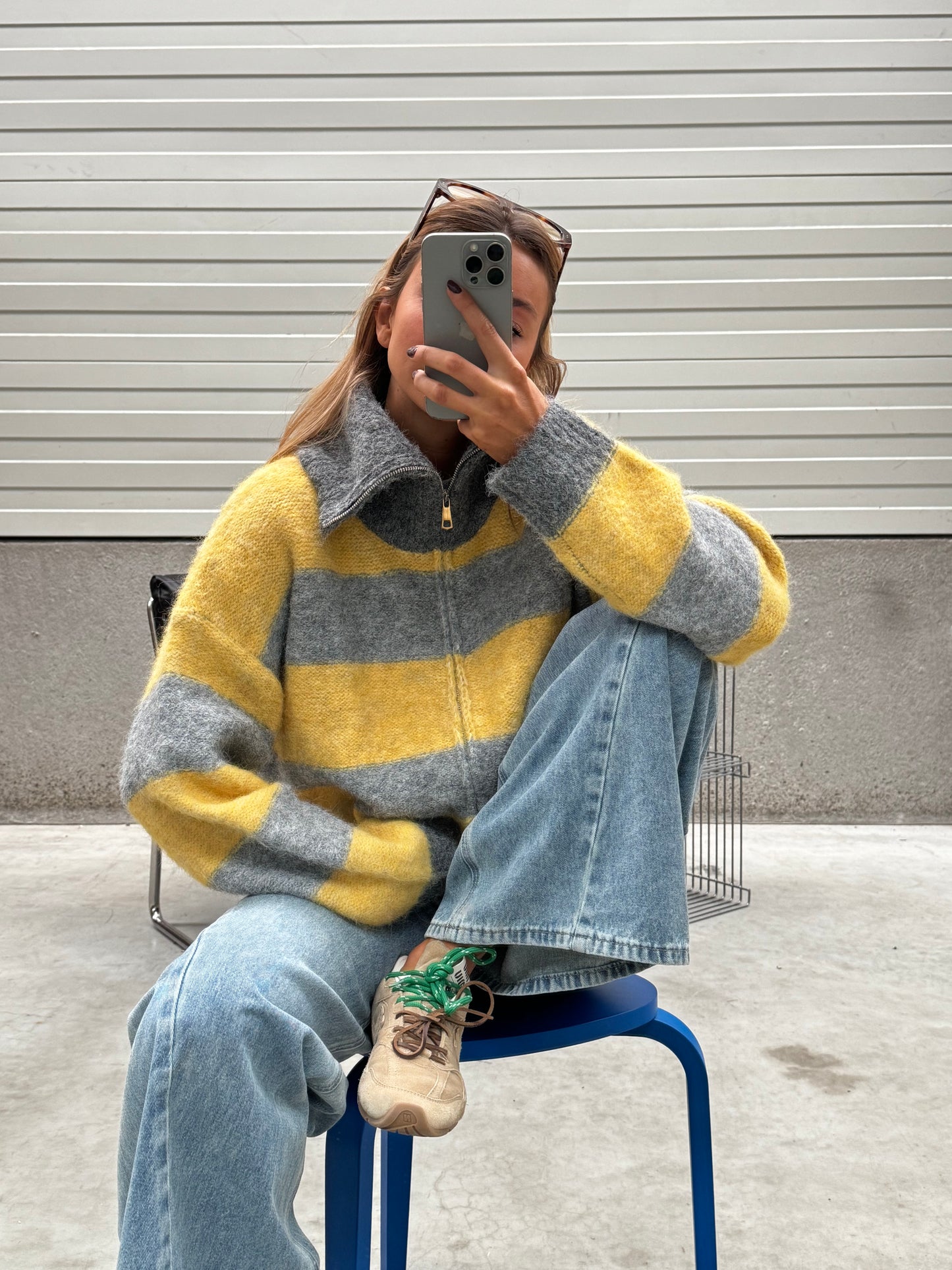 Grey and Yellow Mayfair Cardigan