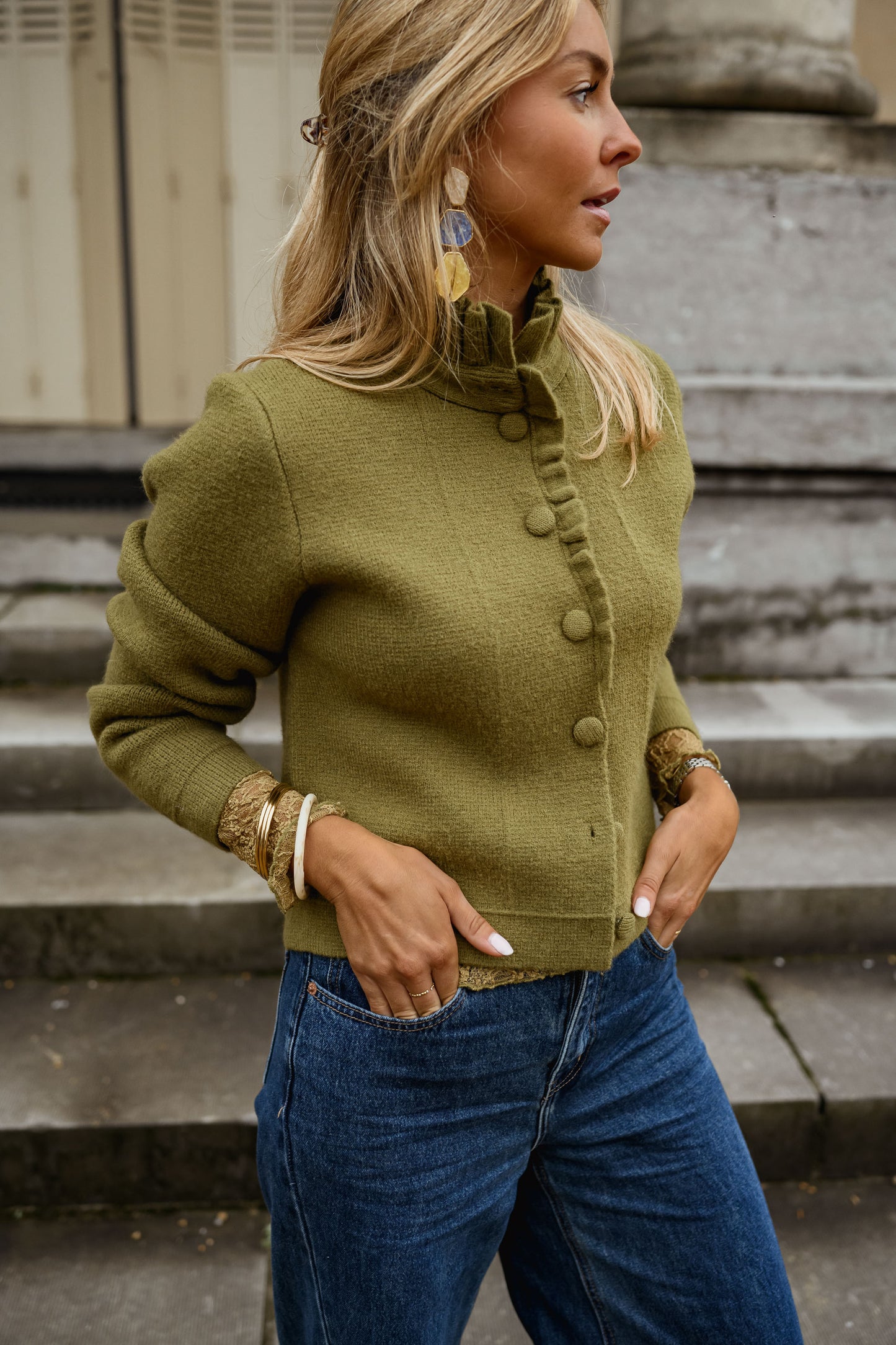 Khaki Jeanine Cardigan