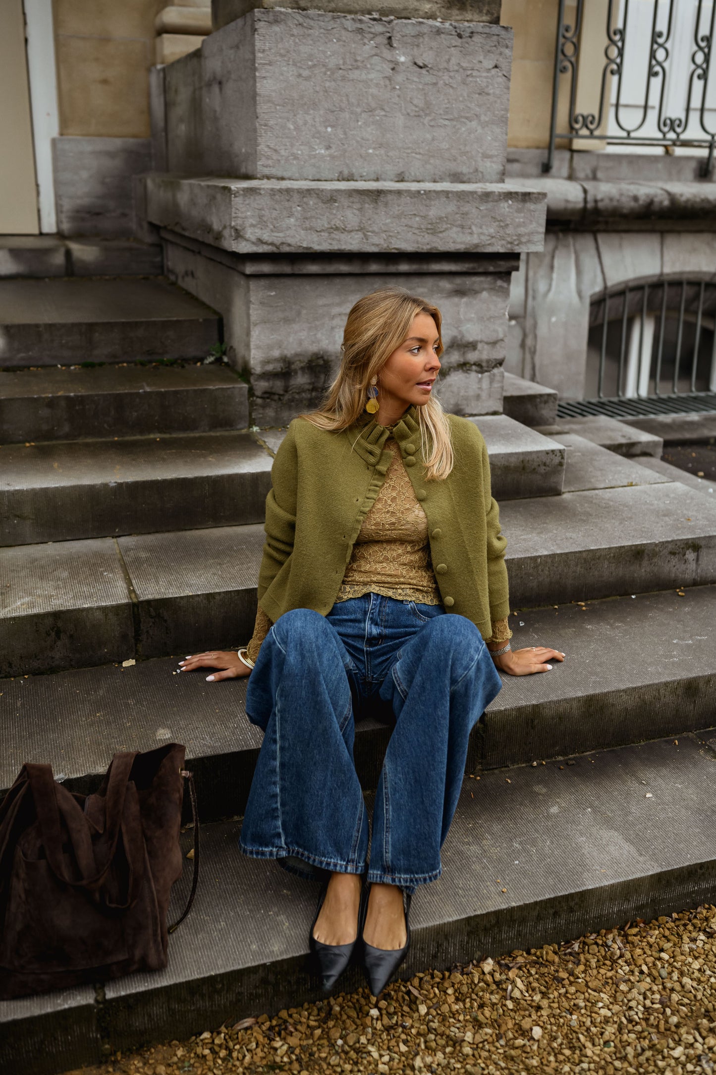 Khaki Jeanine Cardigan